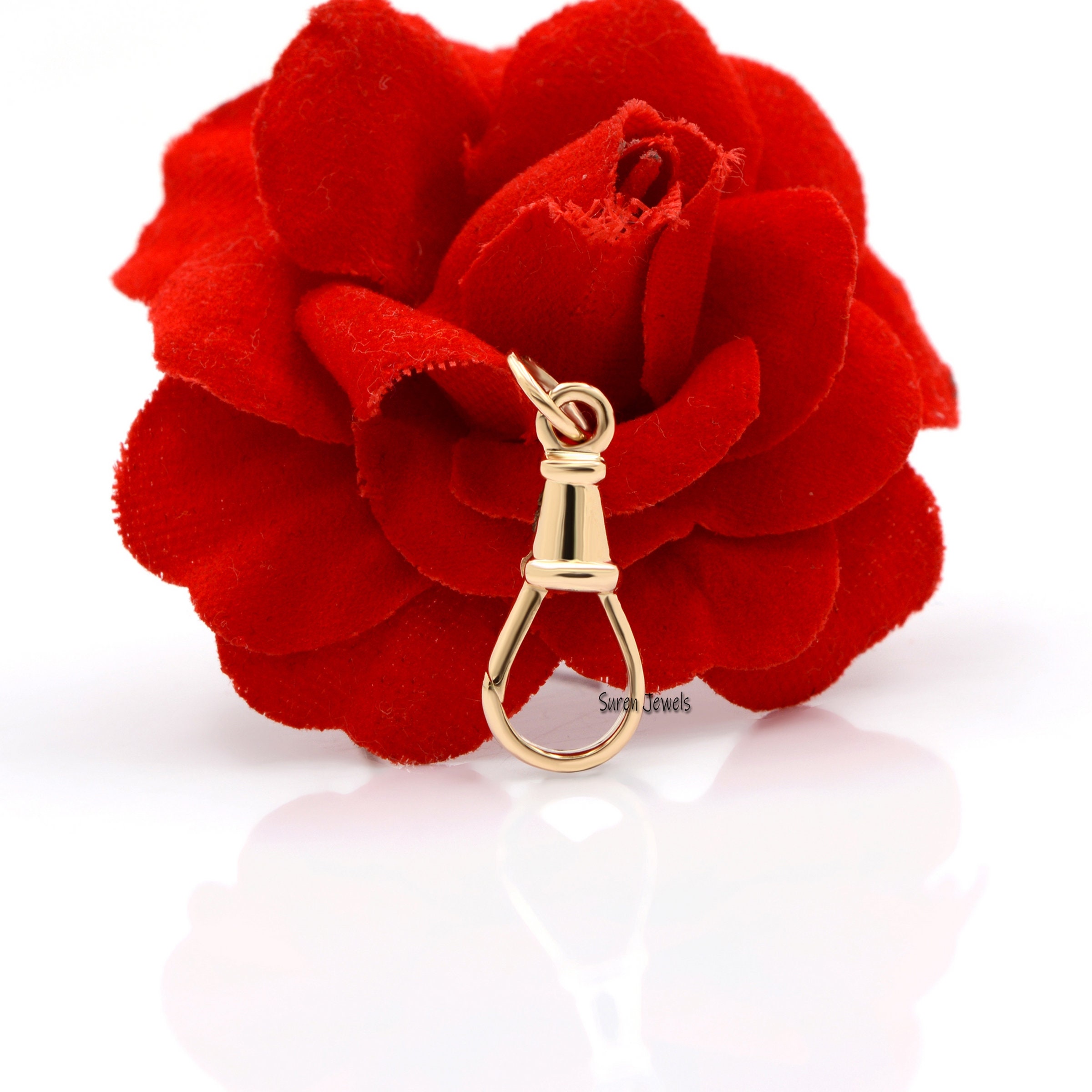 14k Solid Gold Swivel Clasp: Pendant Lock for Charms - View 2 - Suren Jewels | SKU: SJF09-9KYG