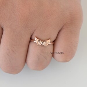 14k Gold Angel Wings Ring: Dainty Charm Jewelry image 3
