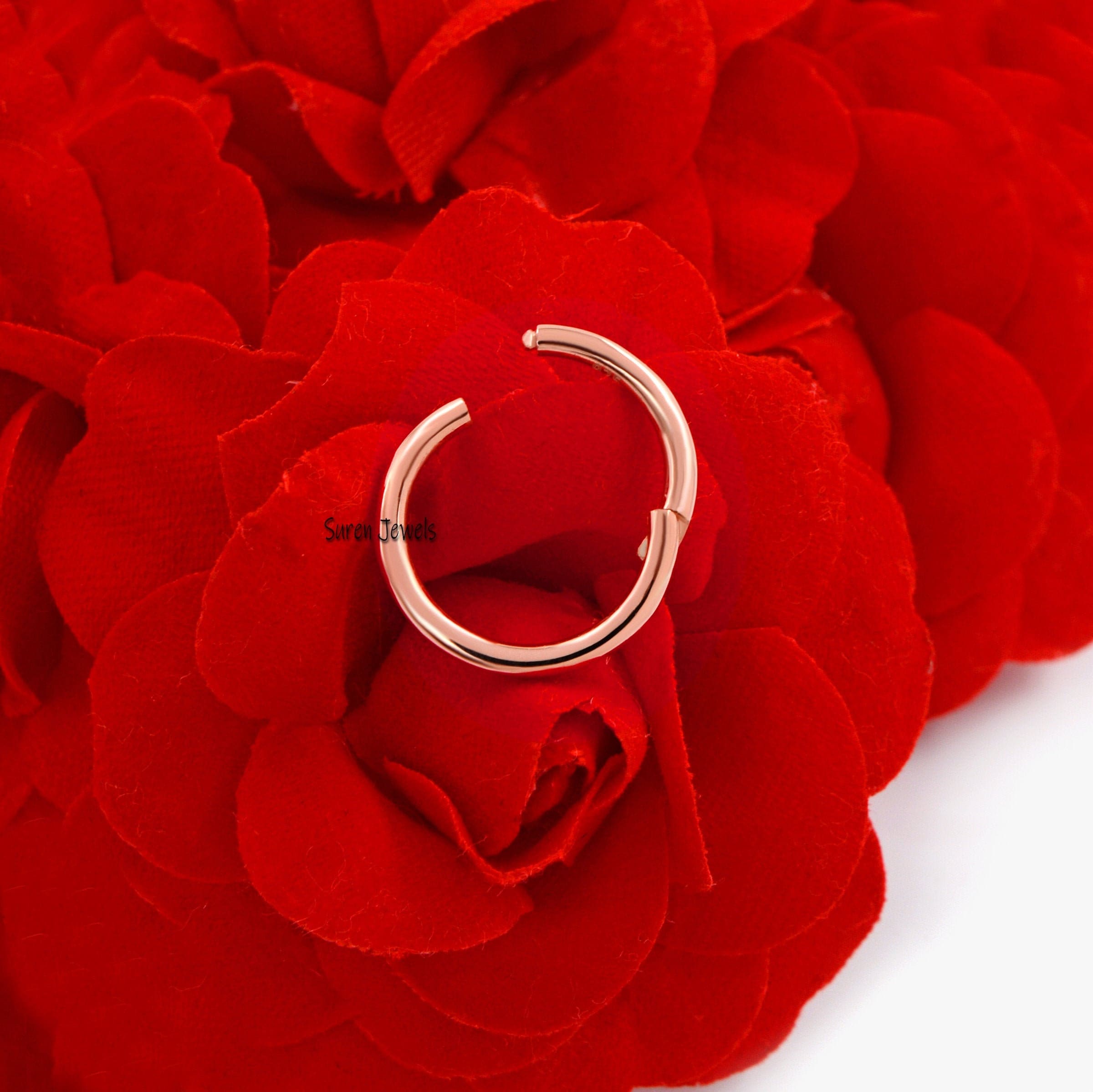 9k Gold Hinged Clicker Ring: Thin Charm Enhancer (15MM) - Suren Jewels | SKU: SJP681-9KYG-15M