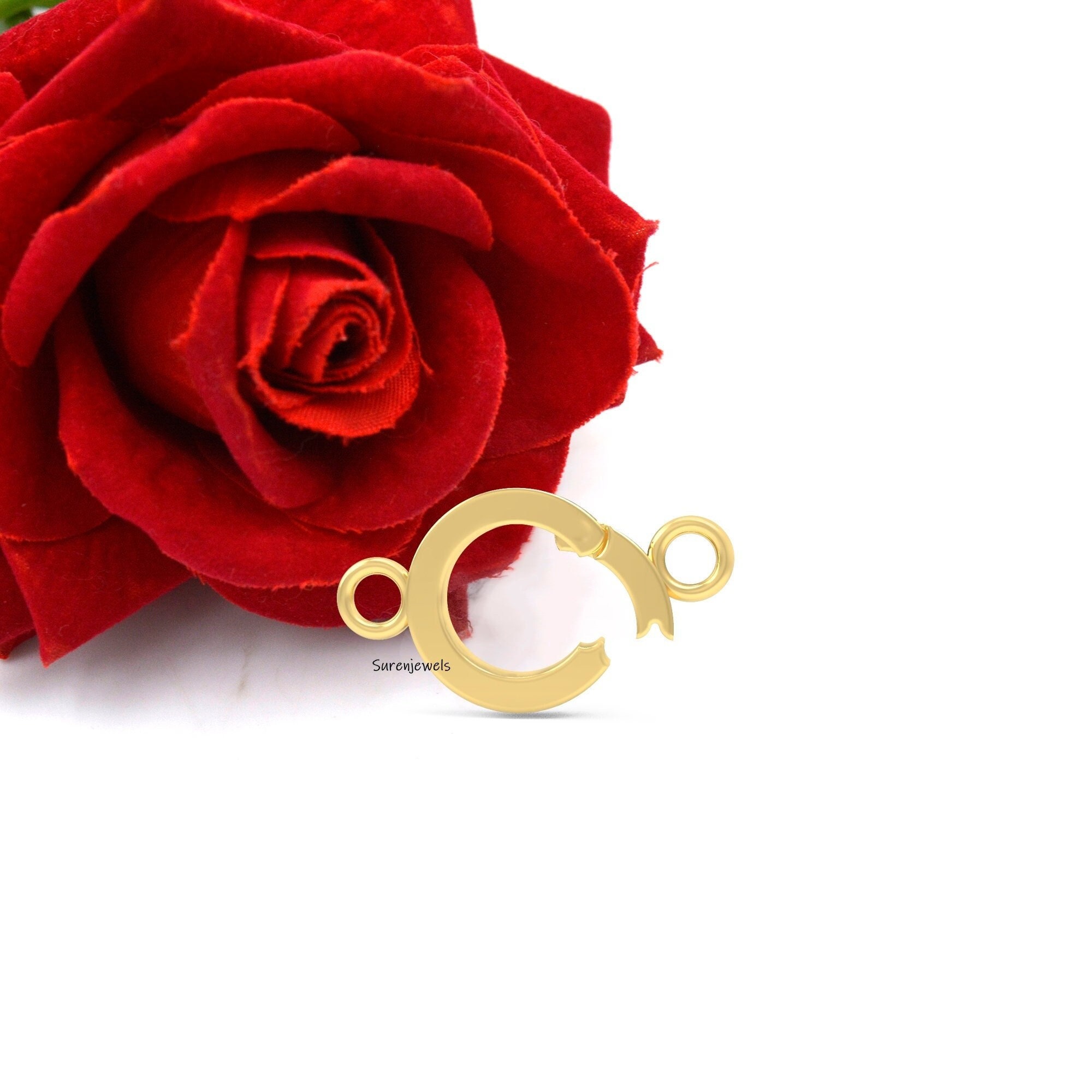 9K Gold Charm Enhancer Lock: Necklace Clasp Finding (10x15 mm) - View 3 - Suren Jewels | SKU: SJF257-SLYG