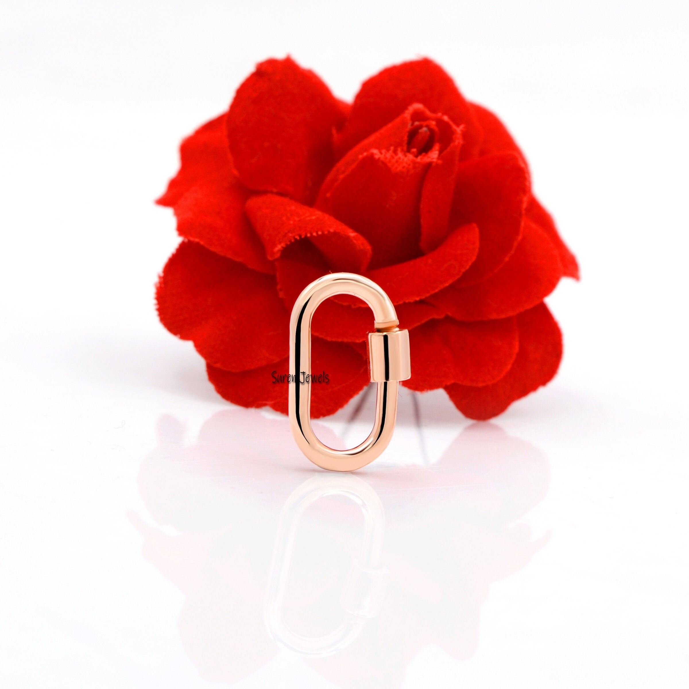 Handmade 9K Yellow Gold Carabiner Lock: Jewelry Connector - View 4 - Suren Jewels | SKU: SJC130-9KYG
