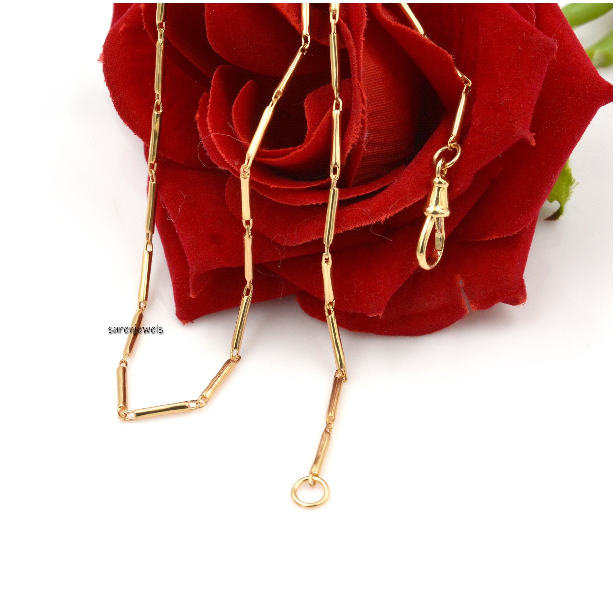 925 Sterling Silver Tube Bar Link Chain - Swivel Lock Necklace - View 3 - Suren Jewels | SKU: SJN215-SLWG-20I