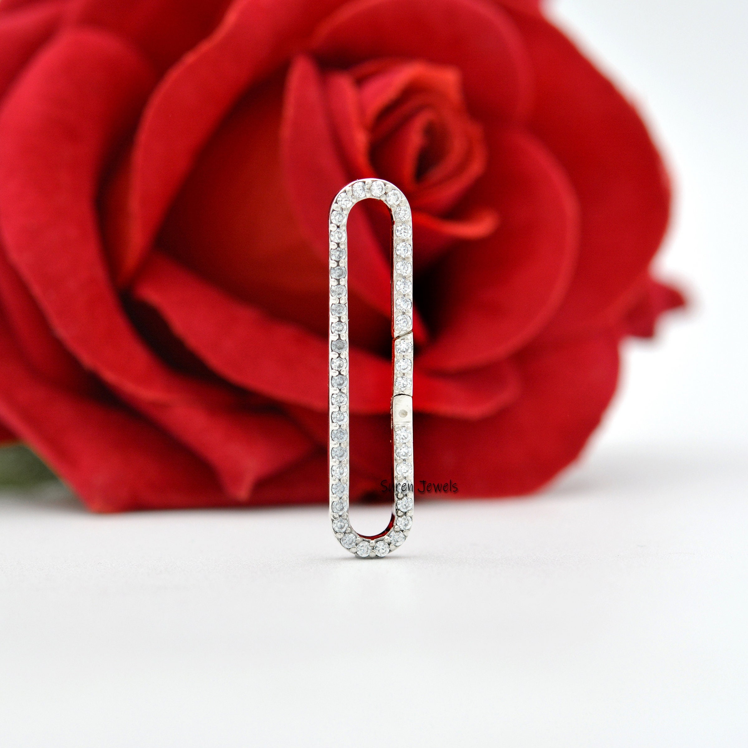 14K Gold Diamond Oval Charm Enhancer: Multi Charm Holder - View 2 - Suren Jewels | SKU: SJP938-SLNSCZ-35M