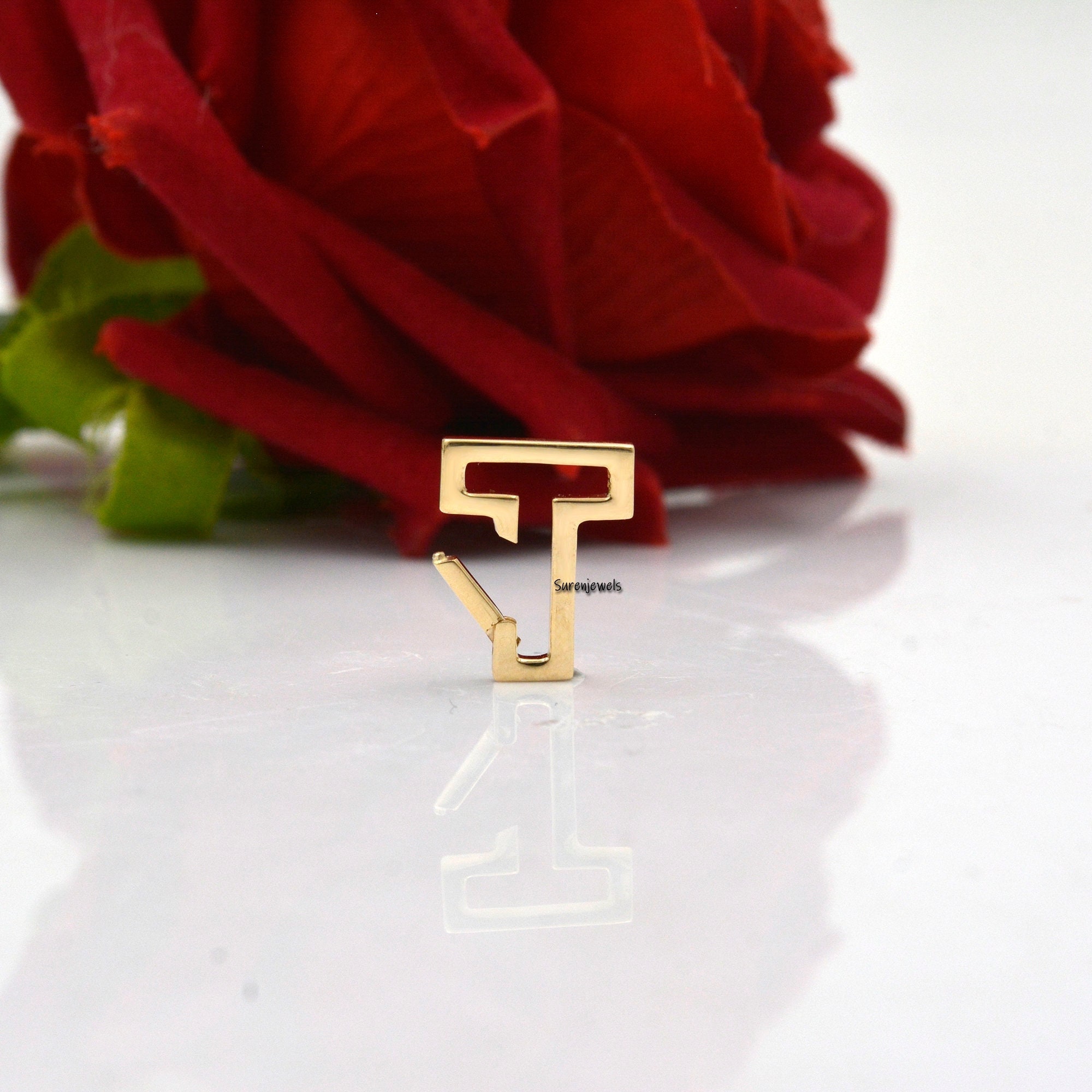 14k Gold Charm Enhancer: Designer Connector Clasp Lock (16mm) - View 3 - Suren Jewels | SKU: SJP978-14KYG-A