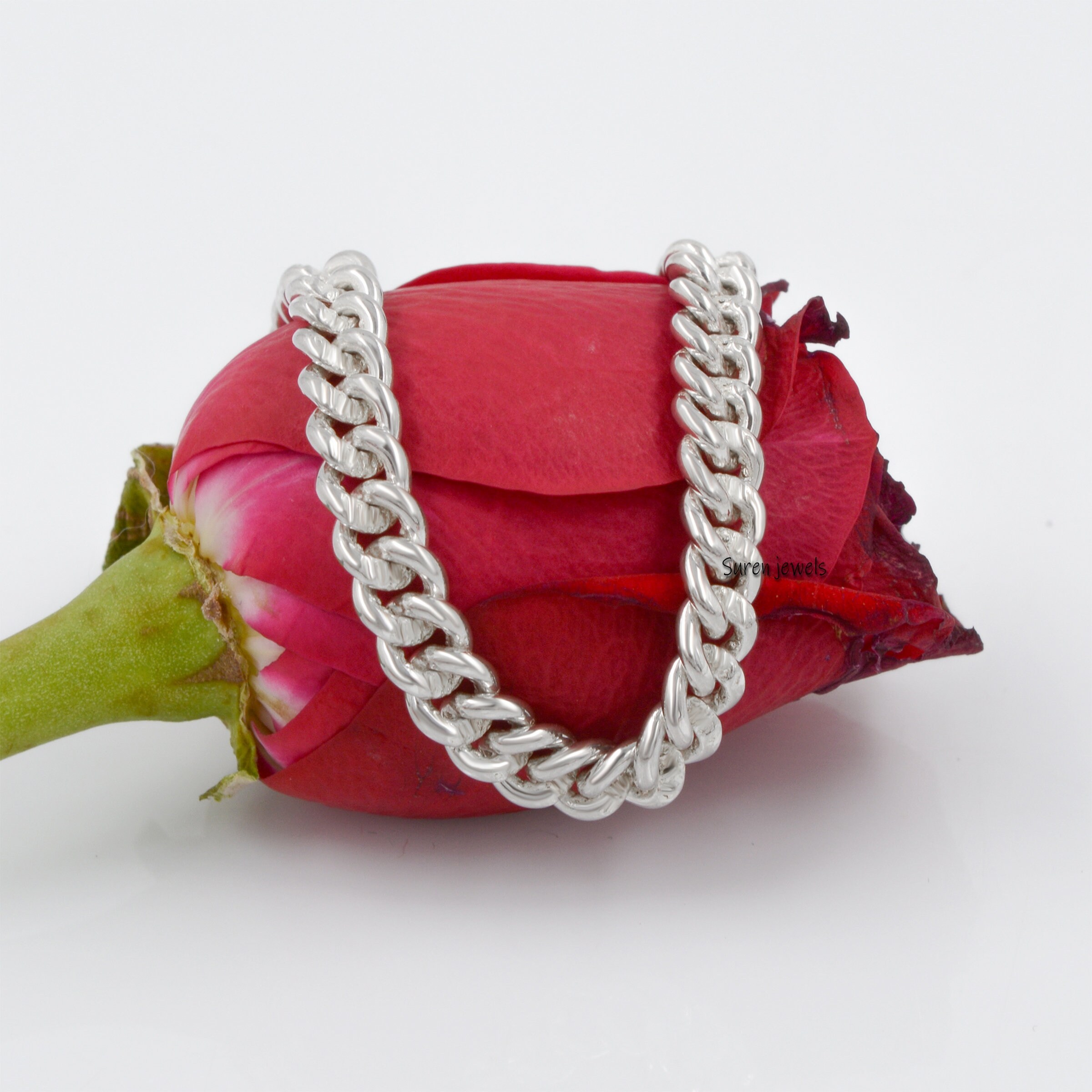 5mm Curb Chain Bracelet Jewelry - View 4 - Suren Jewels | SKU: SJA531-SLNSYG-7I