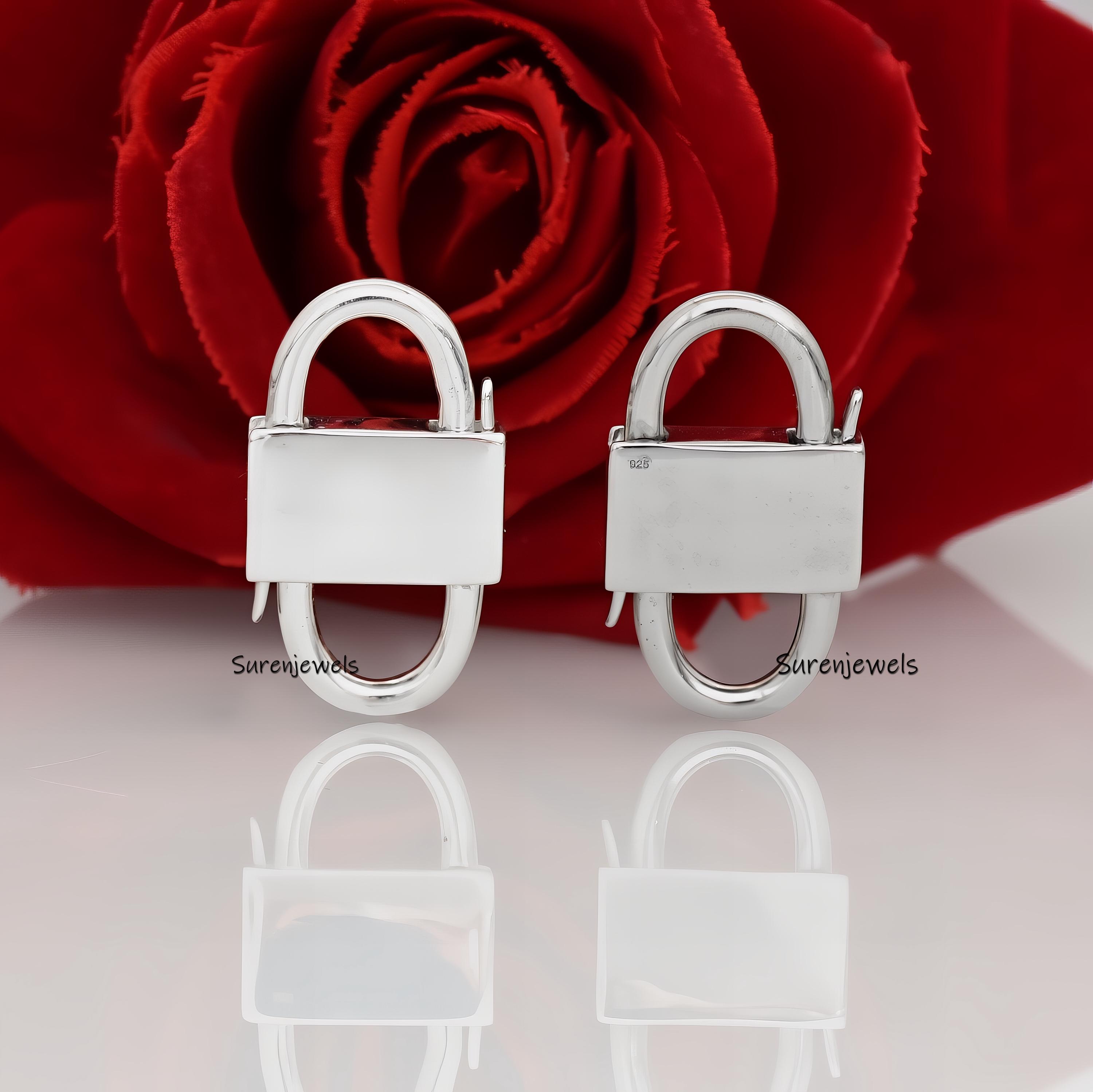 925 Silver Skull Padlock: Handmade Designer Jewelry (30x17 MM) - View 2 - Suren Jewels | SKU: SJP31-SLNS-SKL