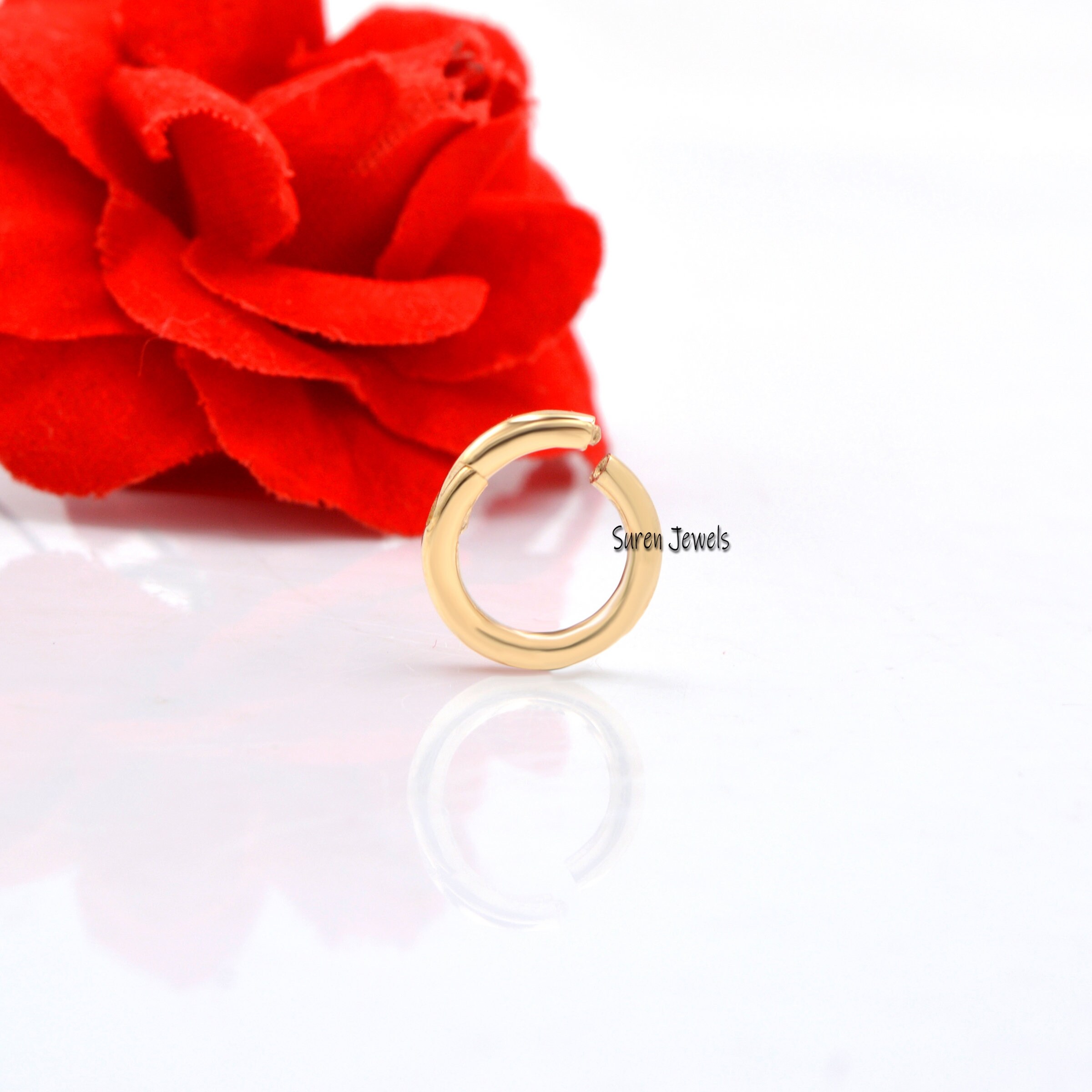 14K Yellow Gold Round Charm Enhancer - Handmade Gold Link - View 6 - Suren Jewels | SKU: SJP482-SLYG-20M