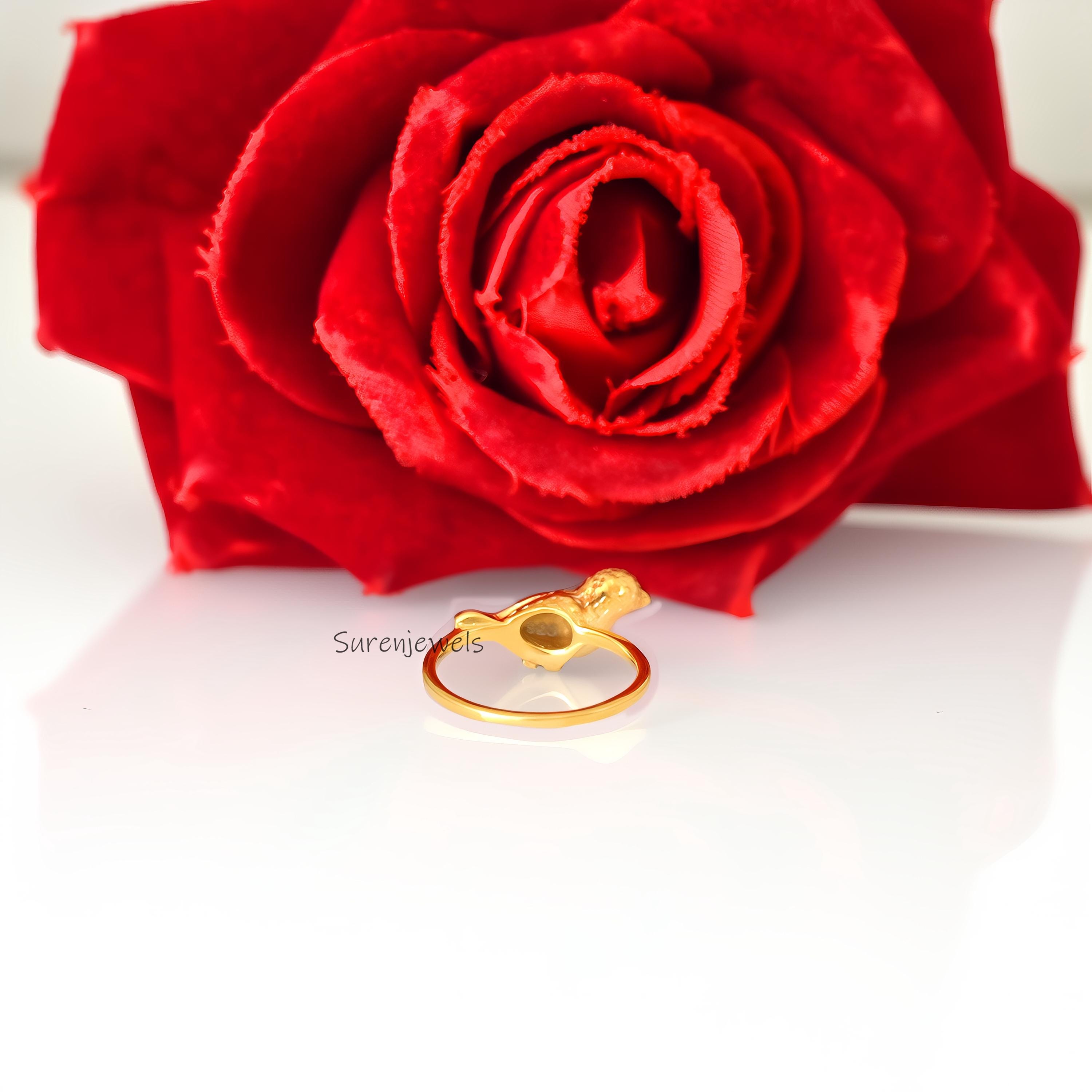 14k Gold Parakeet Ring: Dainty Bird Jewelry - View 7 - Suren Jewels | SKU: SJR3016-,SJR