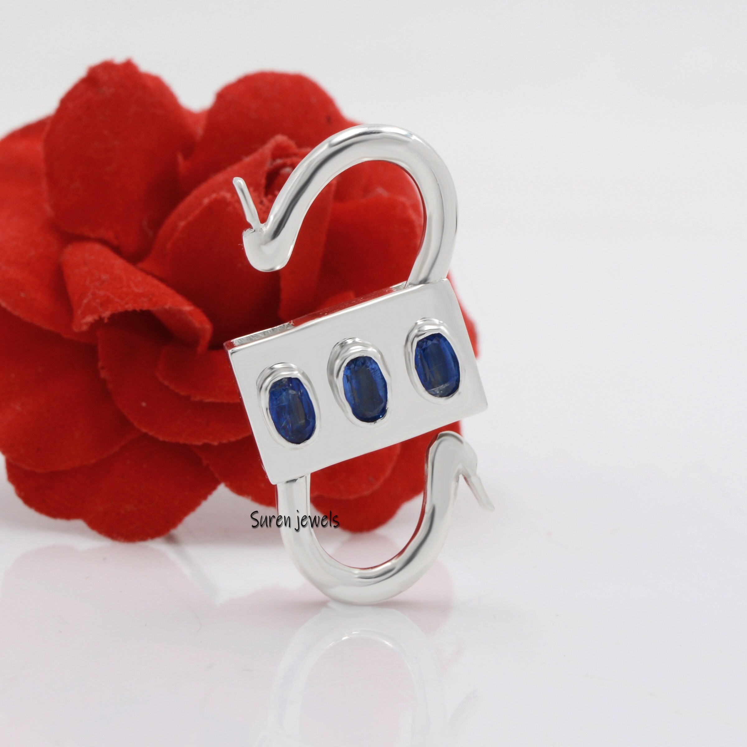 14K Gold Vermeil Heart Padlock: Handmade Turquoise Jewelry - View 5 - Suren Jewels | SKU: SJP31-SLYGKT
