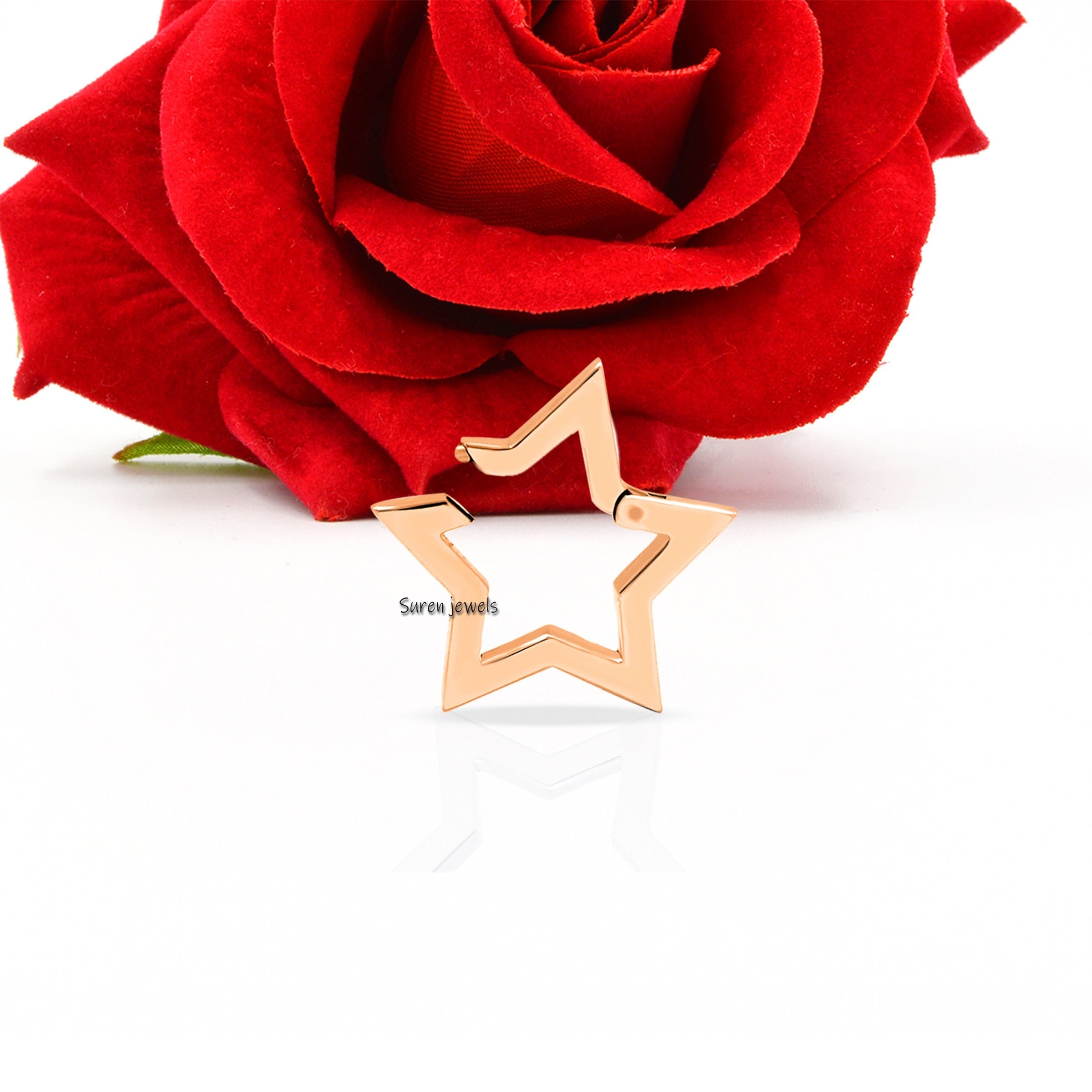9K Gold Star Charm Holder: Snap Link Enhancer, Necklace - Suren Jewels | SKU: SJP451-9KYG-N47-18I