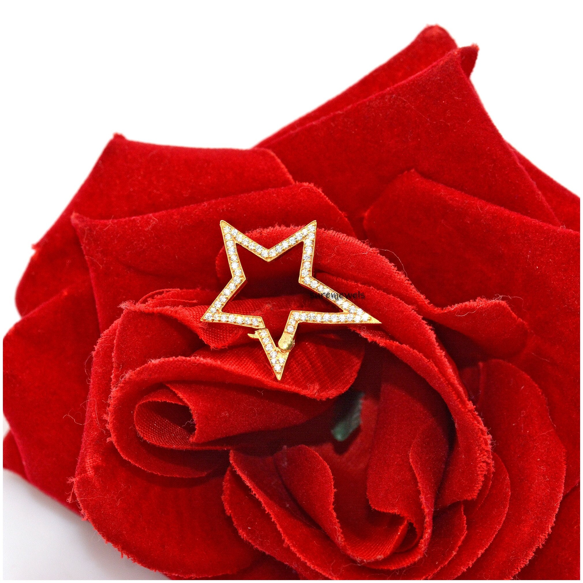 Pave Diamond Star Enhancer Lock: 14k Gold Vermeil Jewelry Clasp - Suren Jewels | SKU: SJP1380-SLYGCZ