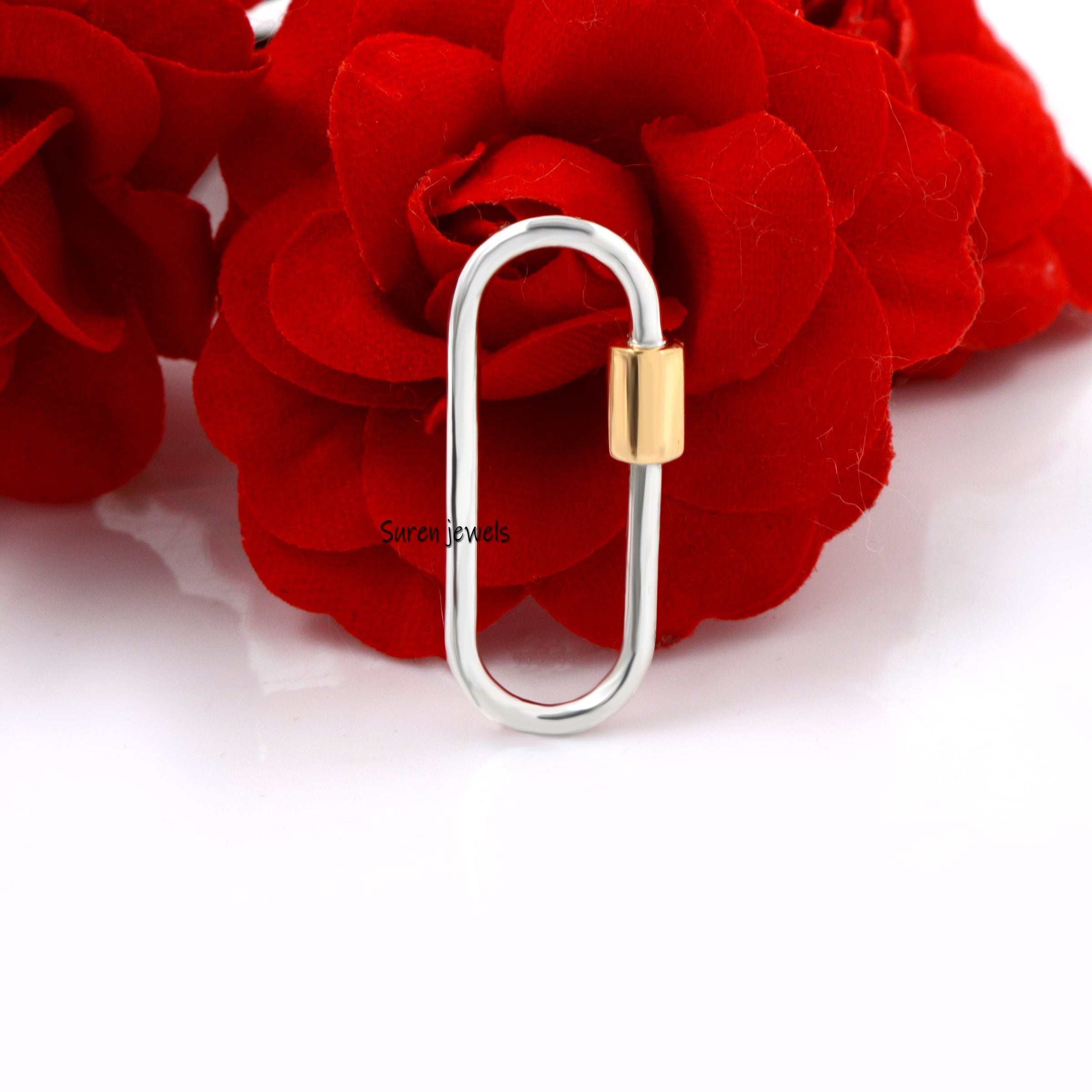 14k Gold Screw Carabiner Lock: 925 Silver Wire Jewelry - View 3 - Suren Jewels | SKU: SJC130-SLNS14KYG