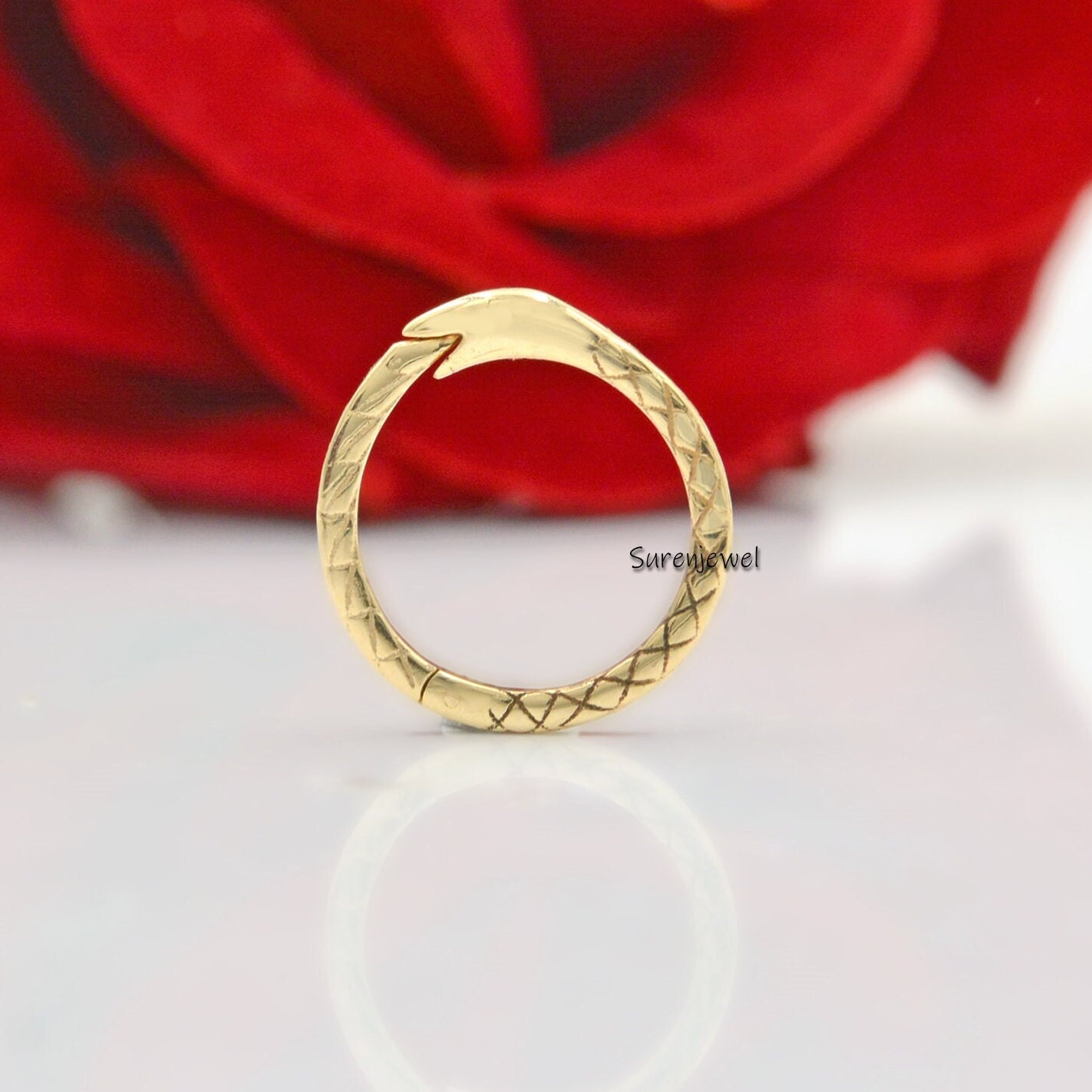 14k Emerald Snake Charm Clip: Gold Ouroboros Enhancer - View 4 - Suren Jewels | SKU: SJP88-SLYGDI