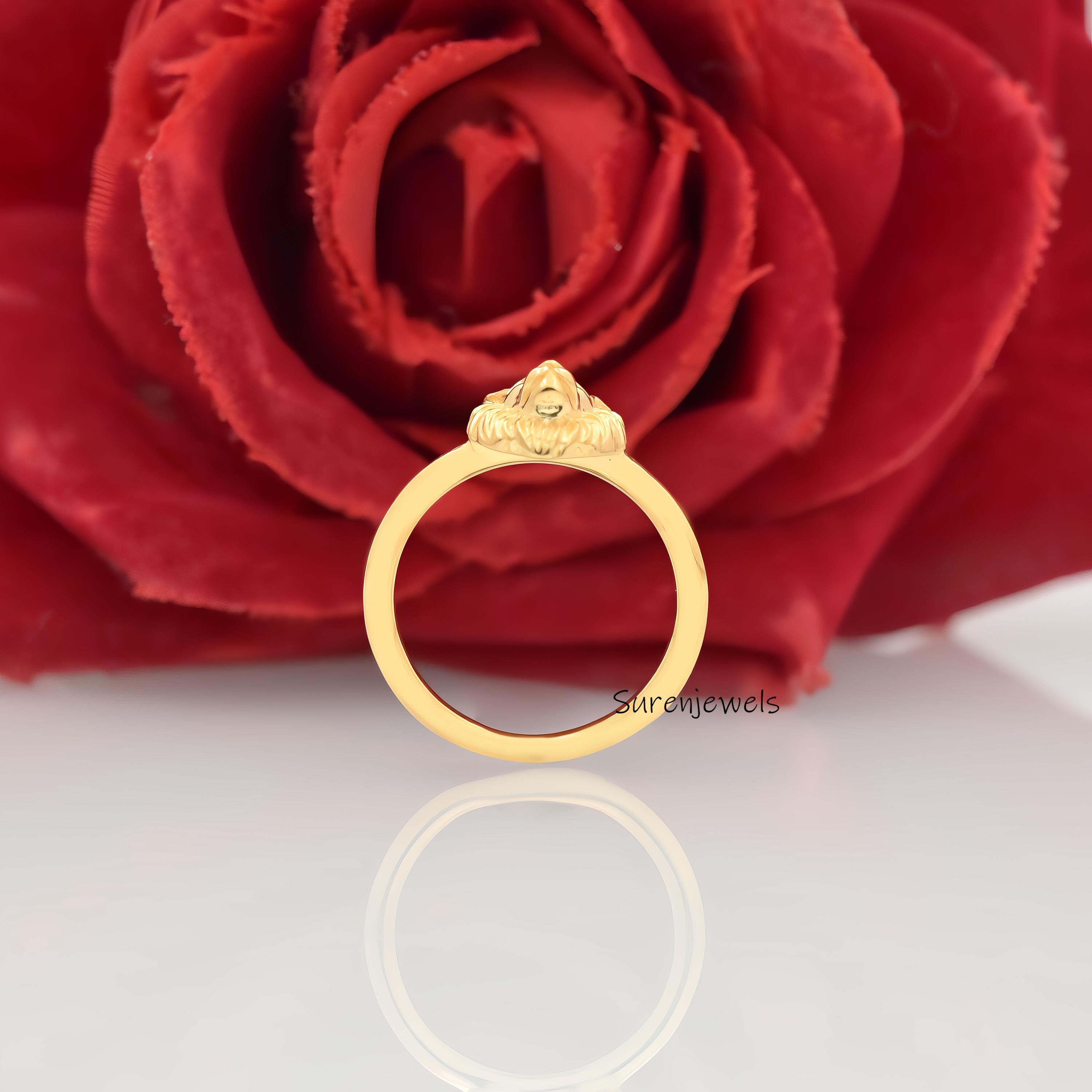 14k Gold Lion Head Ring: Dainty Animal Jewelry - View 5 - Suren Jewels | SKU: SJR2923