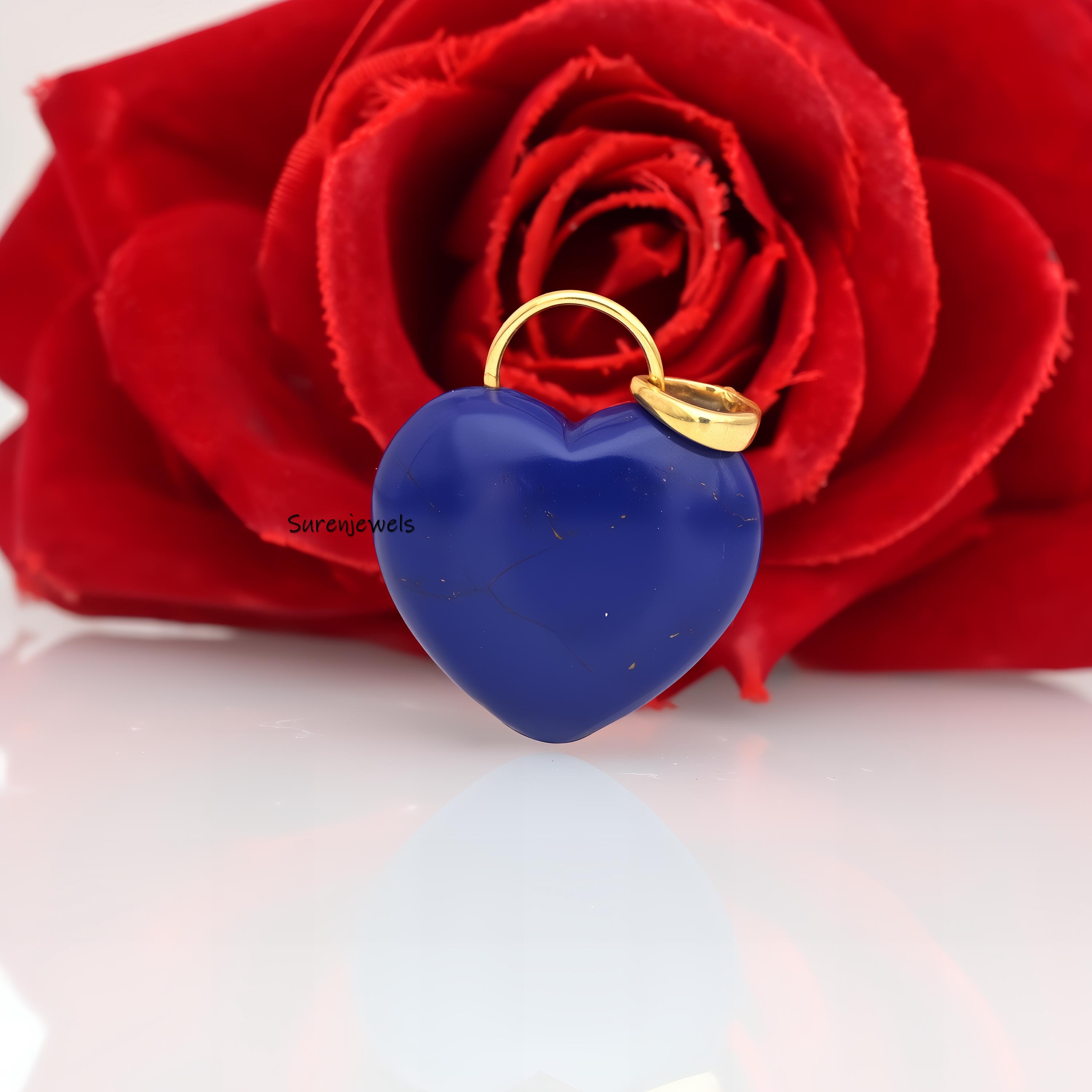 14K Gold Gemstone Heart Pendant padlock: Silver Designer Heart (35 MM) - View 7 - Suren Jewels | SKU: SJP4163-SLYGWAPCZ-35M