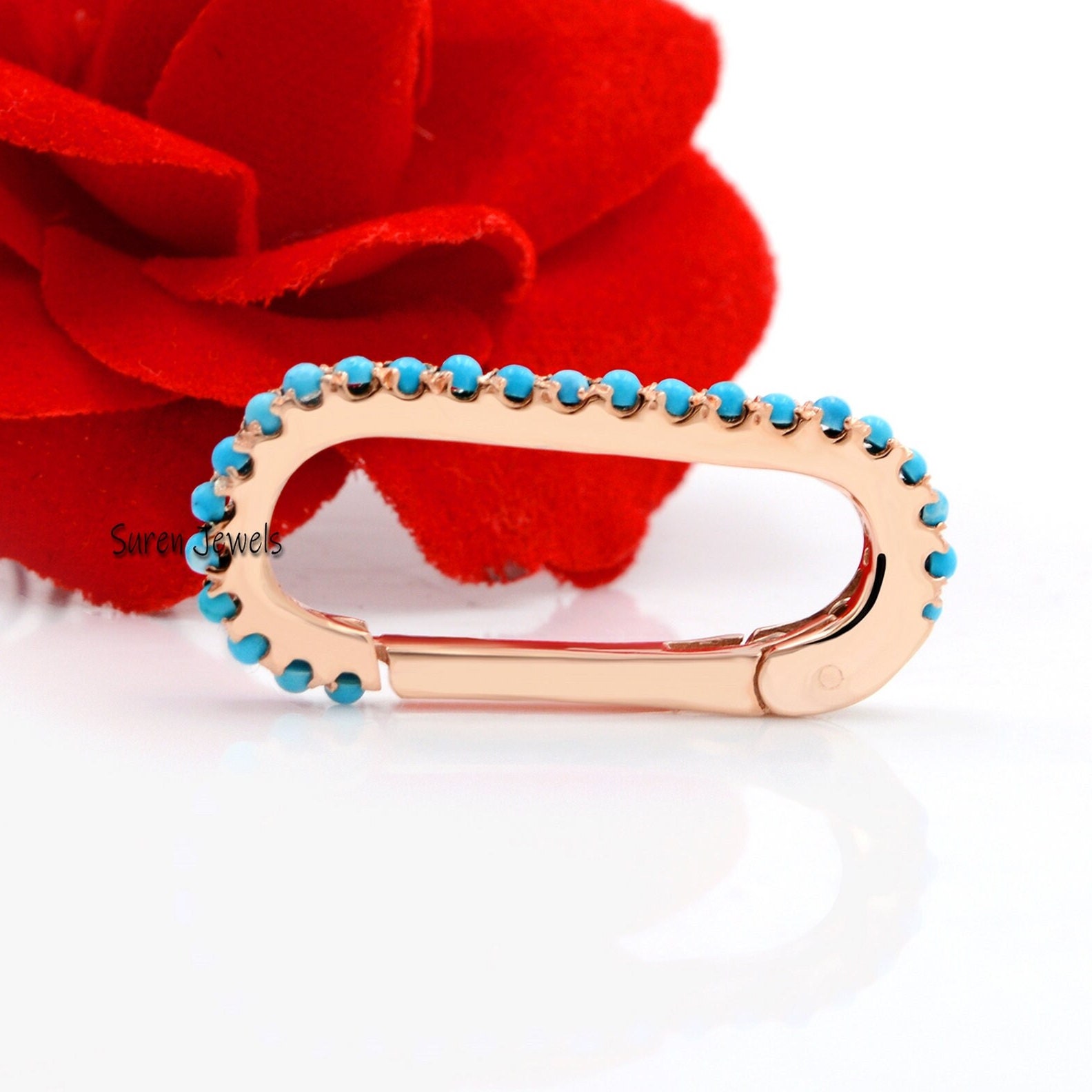 14k Gold Diamond Enhancer Link Lock: Pave Ruby Openable Clasp - View 3 - Suren Jewels | SKU: SJP228-14KYGTQ
