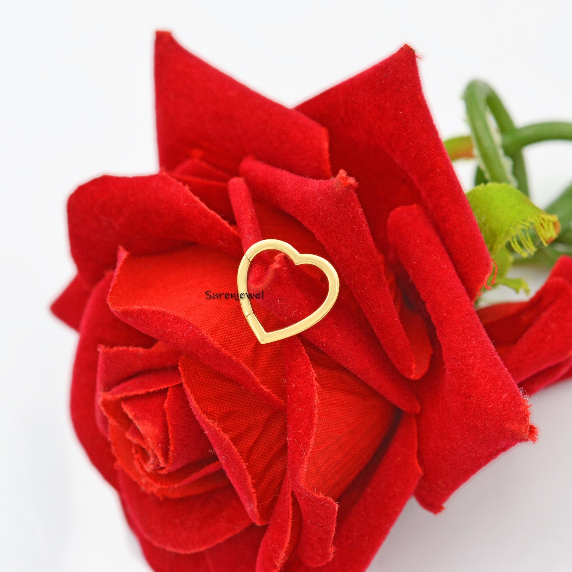 14K Gold Heart Charm Enhancer Link: Snap Lock Connector (15mm) - View 3 - Suren Jewels | SKU: SJP446-