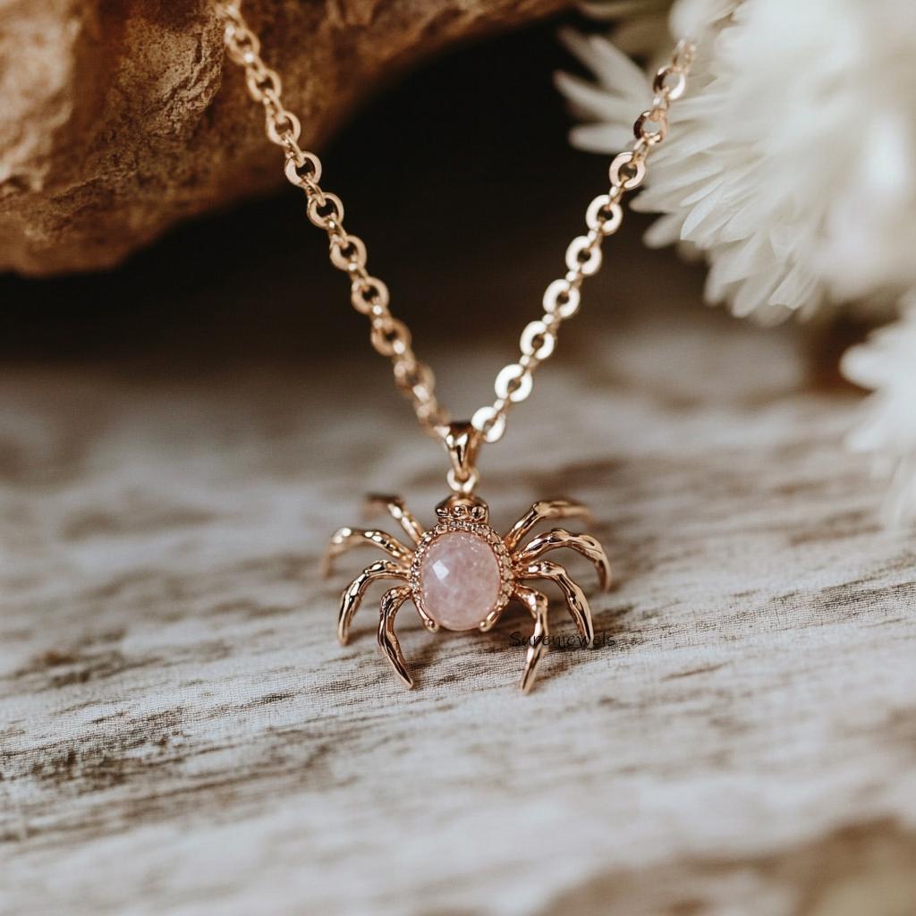 14k Gold Gemstone Spider Pendant: Halloween Jewelry - View 7 - Suren Jewels | SKU: SJP4970-SLNSMKCZ-25M,SJP4538-SLYGTEBKCZ-25