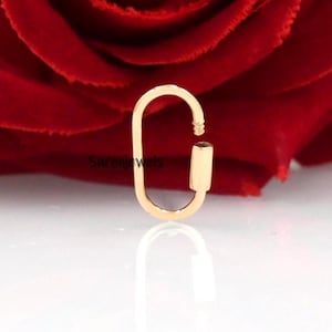 14K Gold Carabiner, 9K Carabiner Pendant, 9K 16 MM Carabiner Lock, 14k yellow gold carabiner lock, gold plain carabiner lock, connector lock