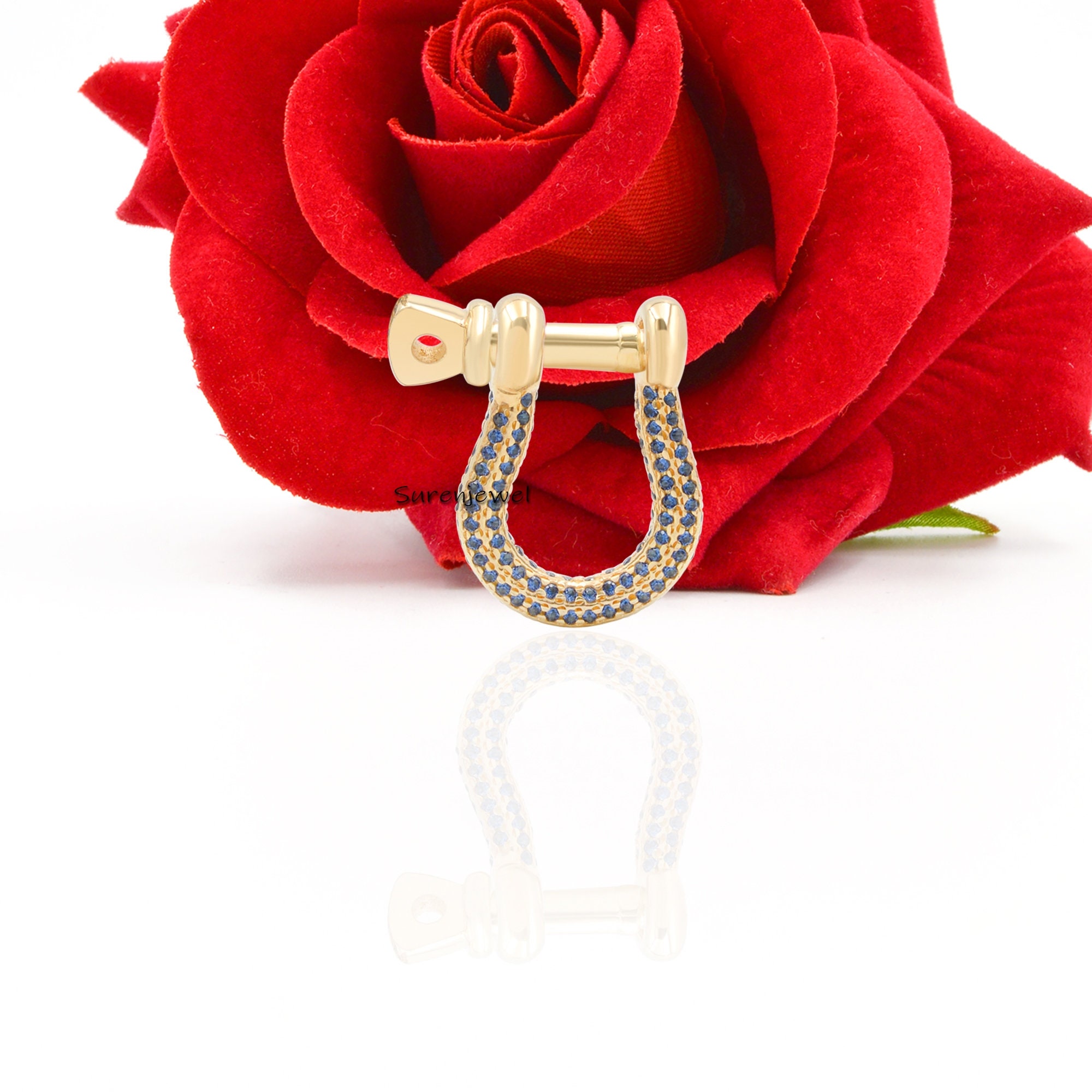 Diamond Shackle Clasp Lock: Designer Carabiner Chain Lock - View 6 - Suren Jewels | SKU: SJP842