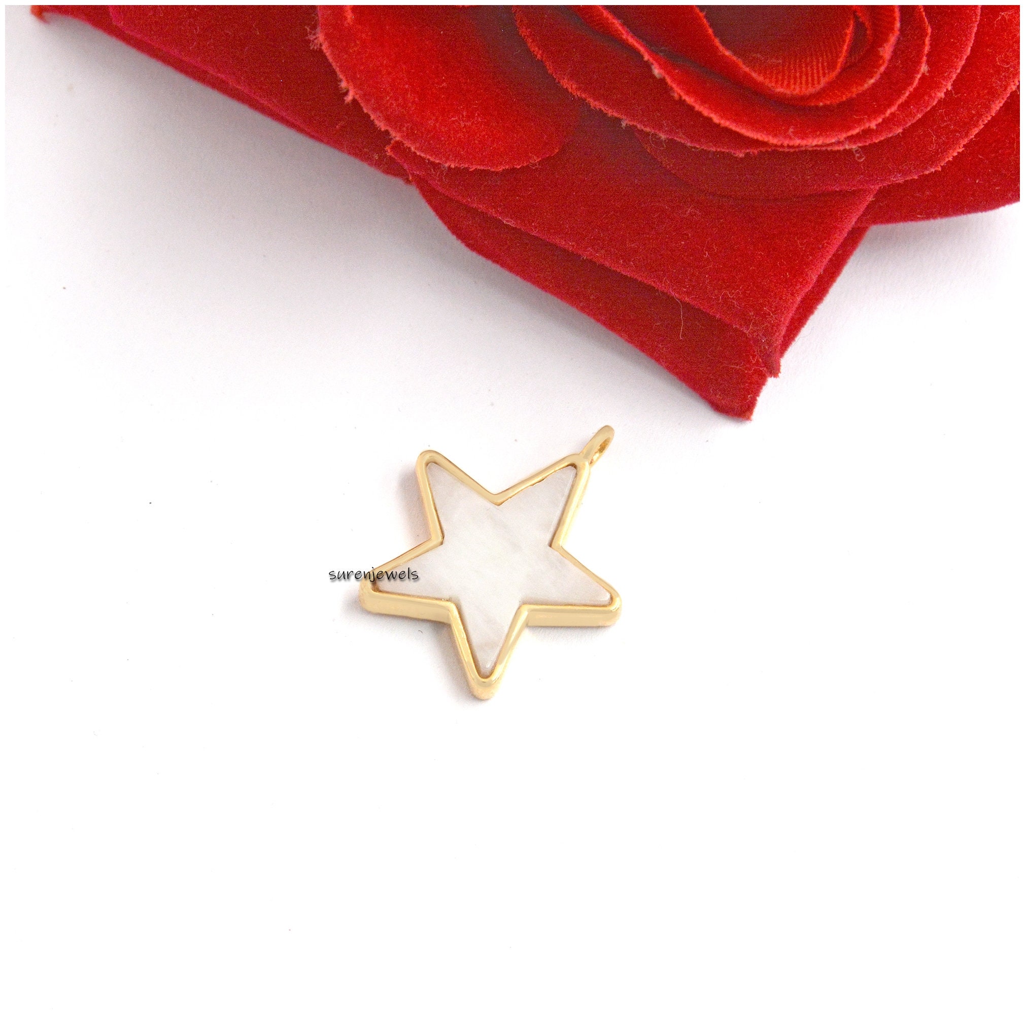 14k Gold Carved Multi Gemstone Star Pendant: Malachite, Lapis, Turquoise - View 4 - Suren Jewels | SKU: SJp1303