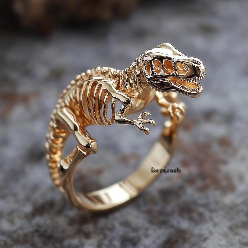 Sterling Silver T-Rex Ring, T Rex Ring Dinosaur Jewelry - Suren Jewels | SKU: SJR3419-SLYG-US-7,SJR3374-SLRH-US-8