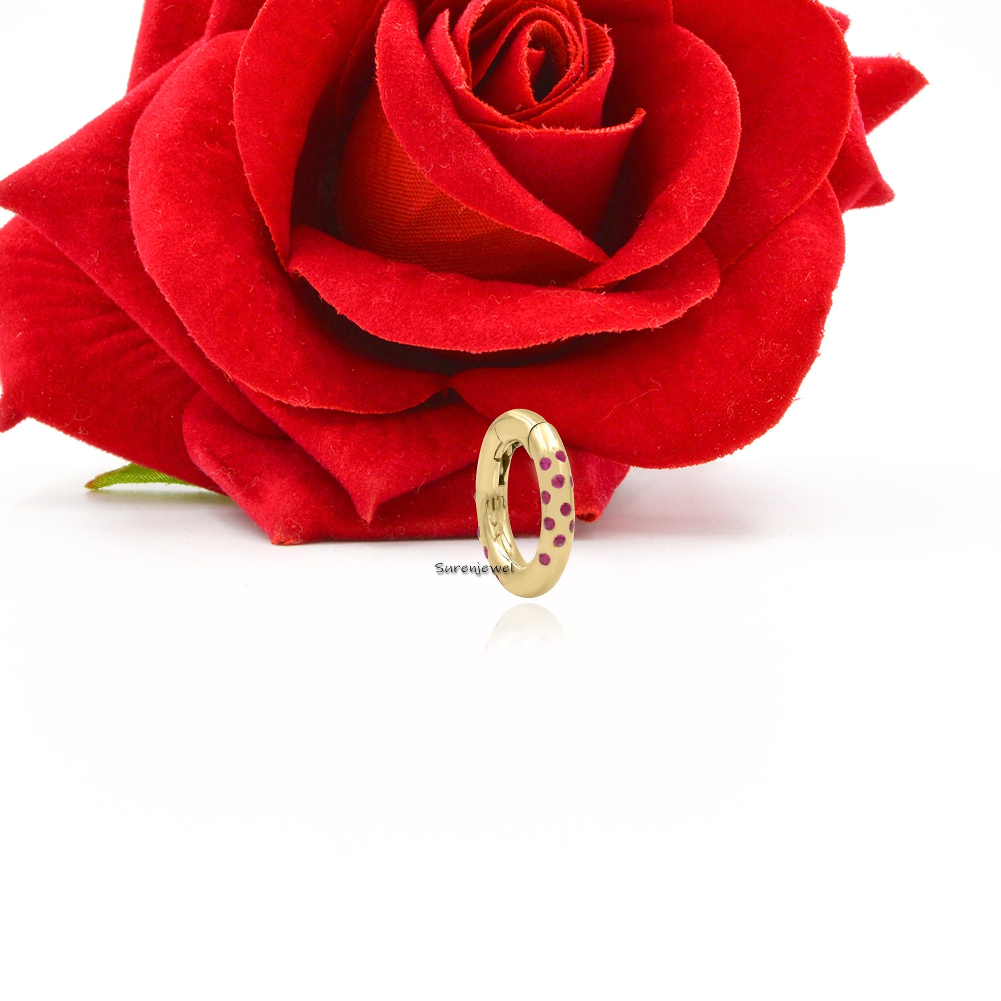 14k Gold Diamond Charm Lock: Small Pendant Holder (15MM) - View 5 - Suren Jewels | SKU: SJP973-SLYGDI-15M