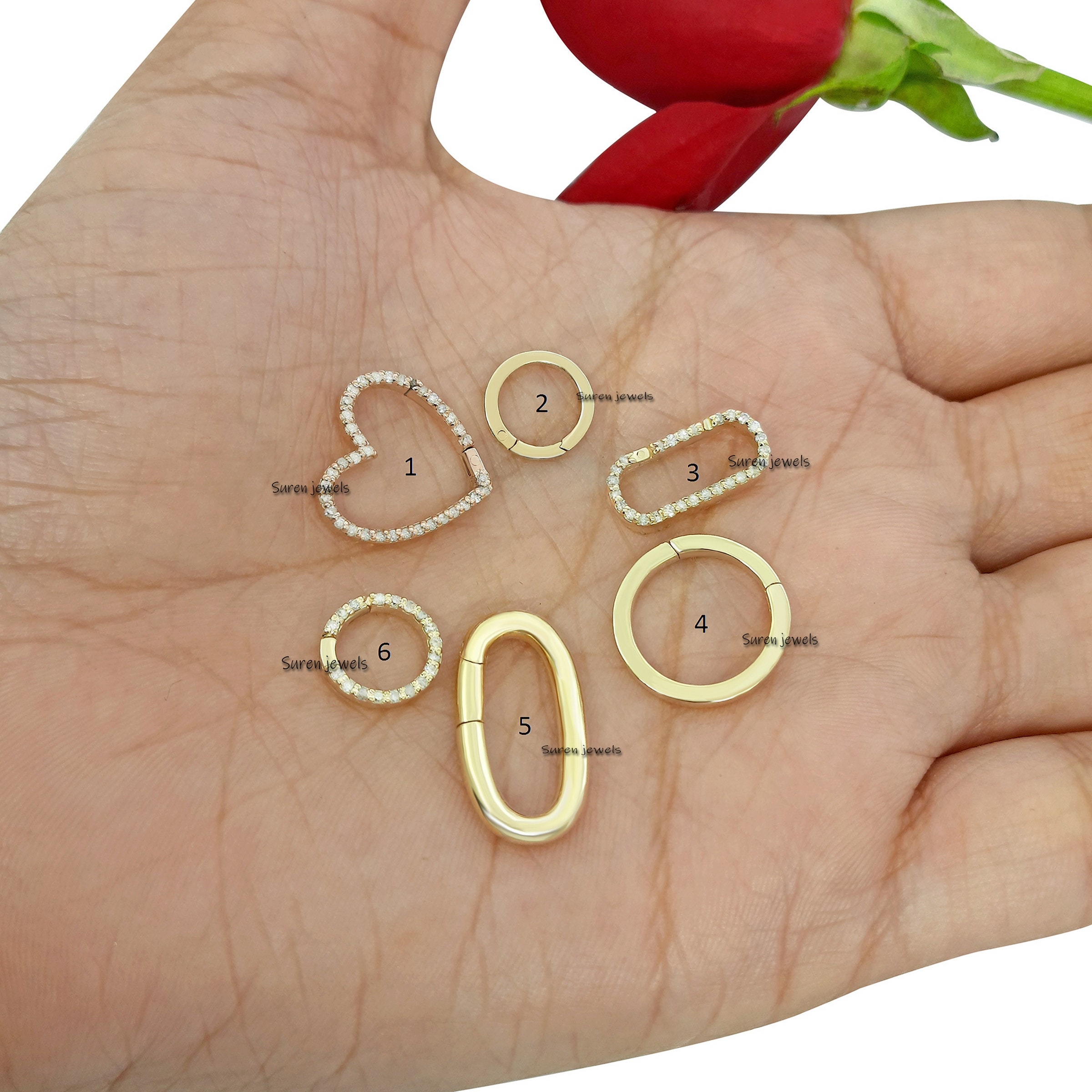 925 Silver Round Charms Holder: Enhancer Clasp Lock Pendant - View 2 - Suren Jewels | SKU: SJP536-SLYGDI,SJF119-SLYG,SJP718-S
