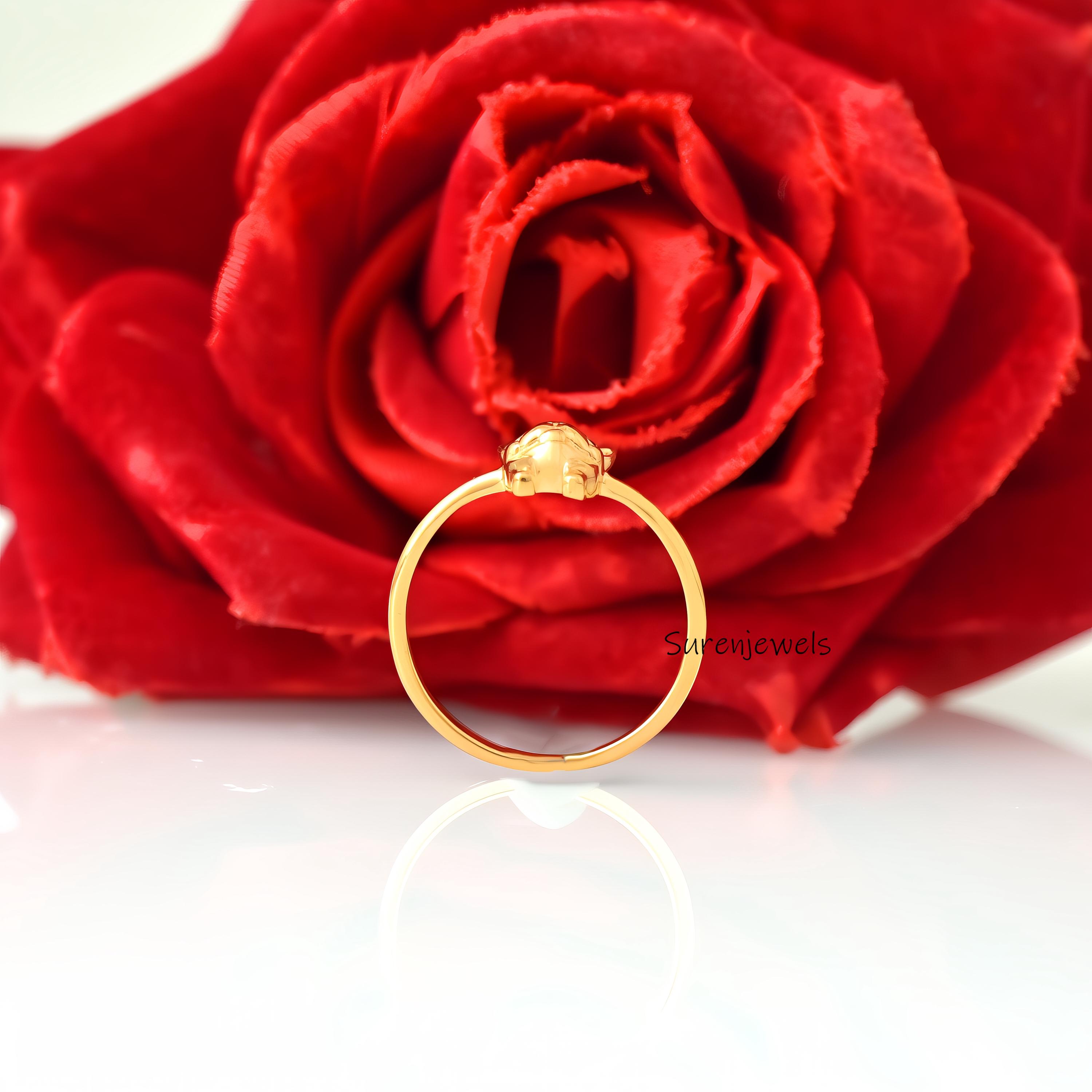 14k Gold Bulldog Ring: Delicate Animal Jewelry - View 5 - Suren Jewels | SKU: SJR,SJR3109-SLYGBKCZ-US-8