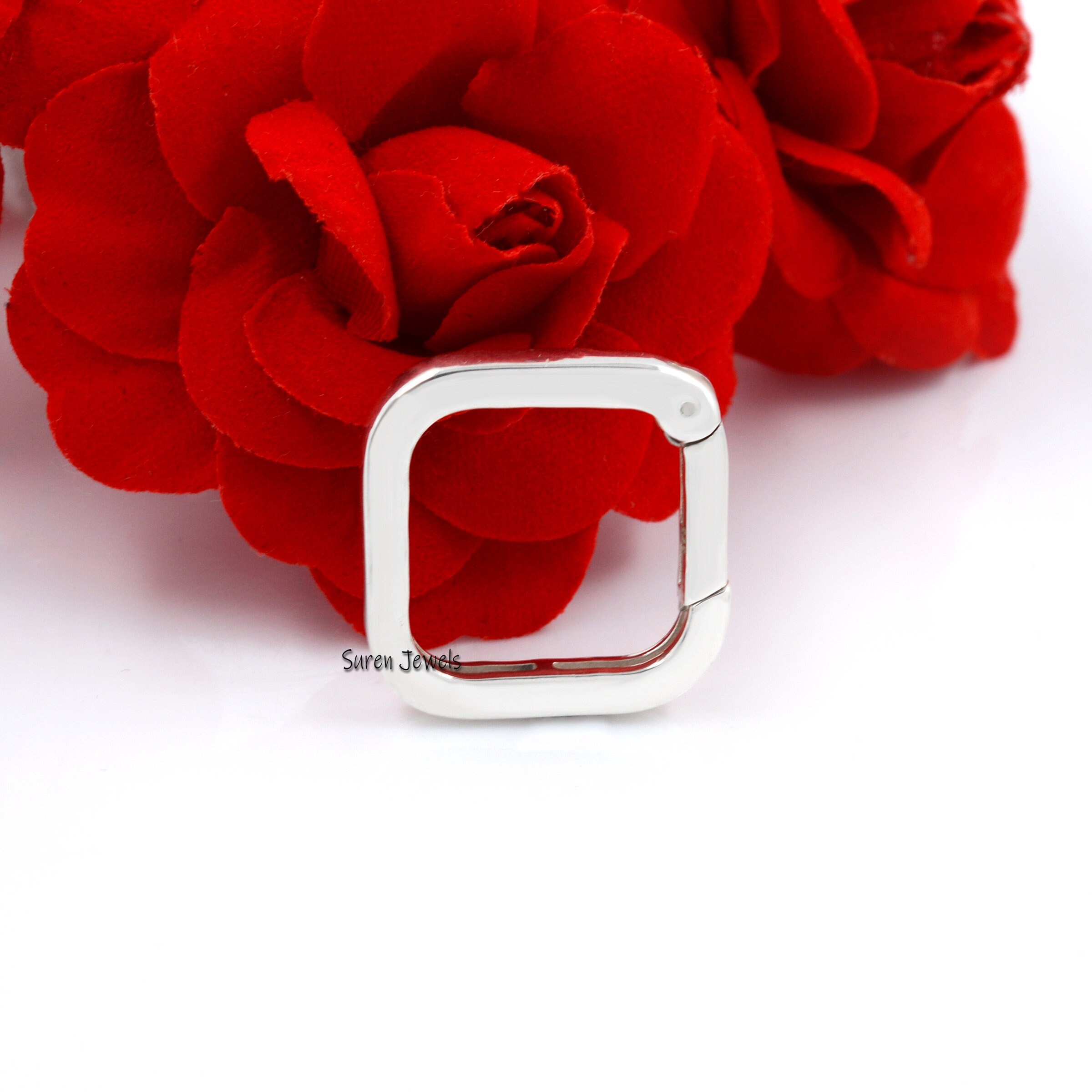 Multi Gemstone Silver Charm Holder Pendant: Enhancer Lock (22X22 mm) - View 3 - Suren Jewels | SKU: SJP796-