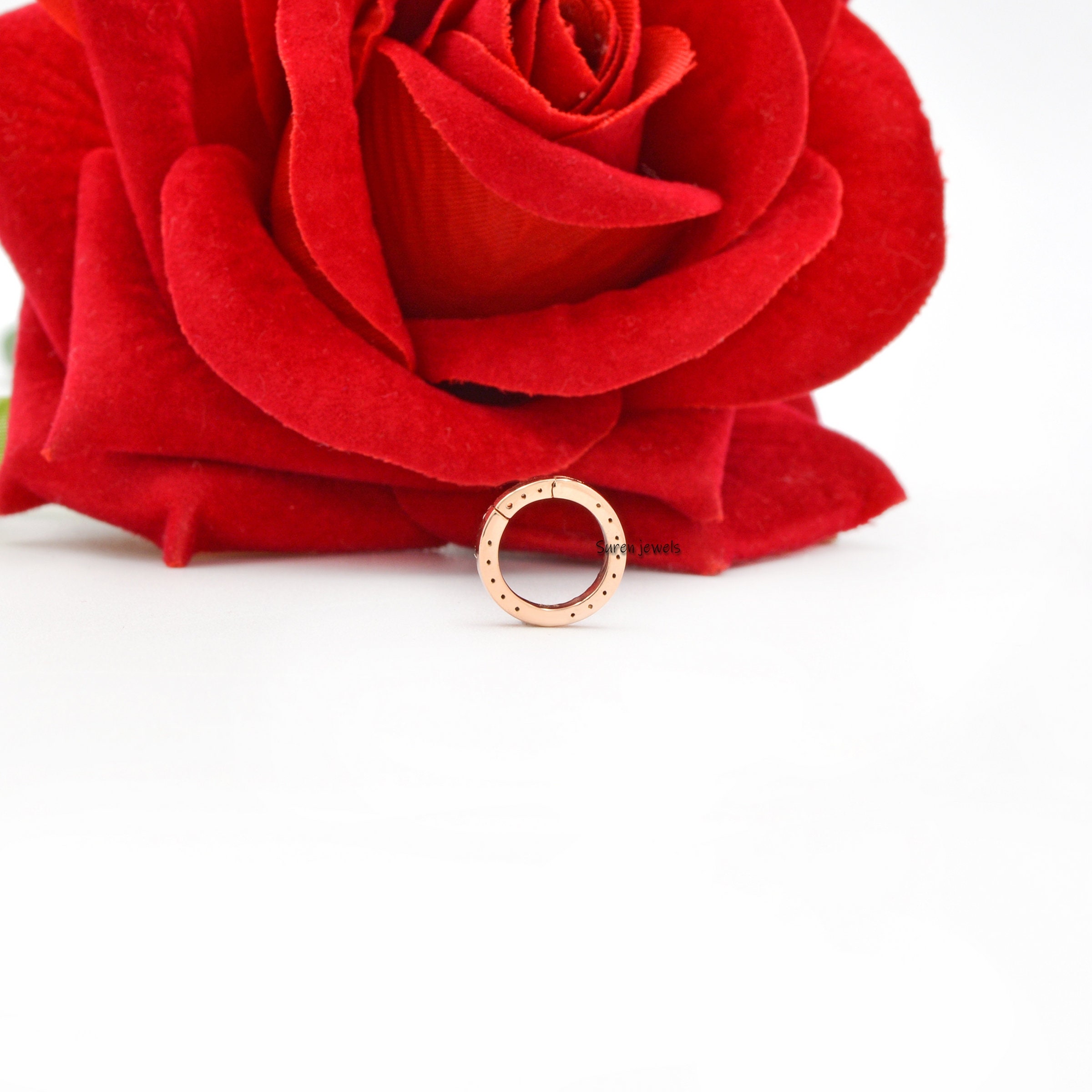 14K Yellow Gold Enhancer Clasp: Ruby & Blue Sapphire Jewelry Lock - View 4 - Suren Jewels | SKU: SJP570-14KWGDI-12M