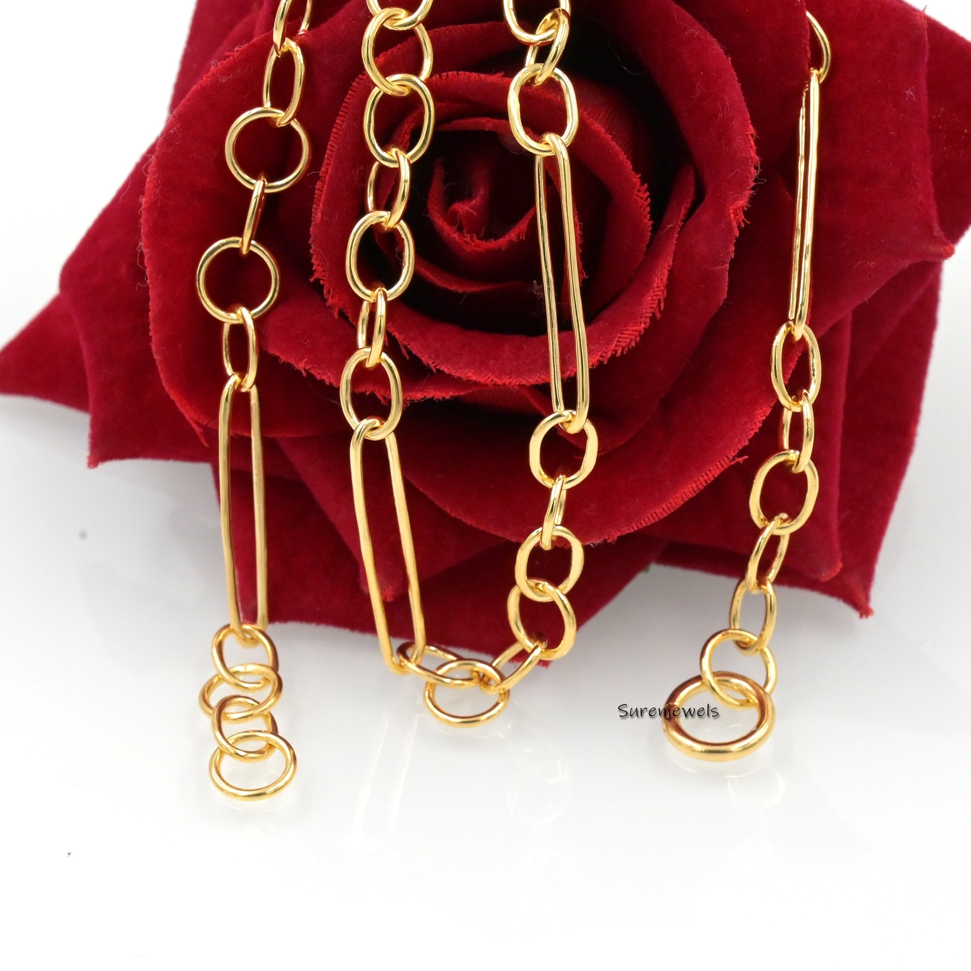Sterling Silver Mixed Link Chain Enhancer Necklace: Handmade Charm Holder - Suren Jewels | SKU: g38