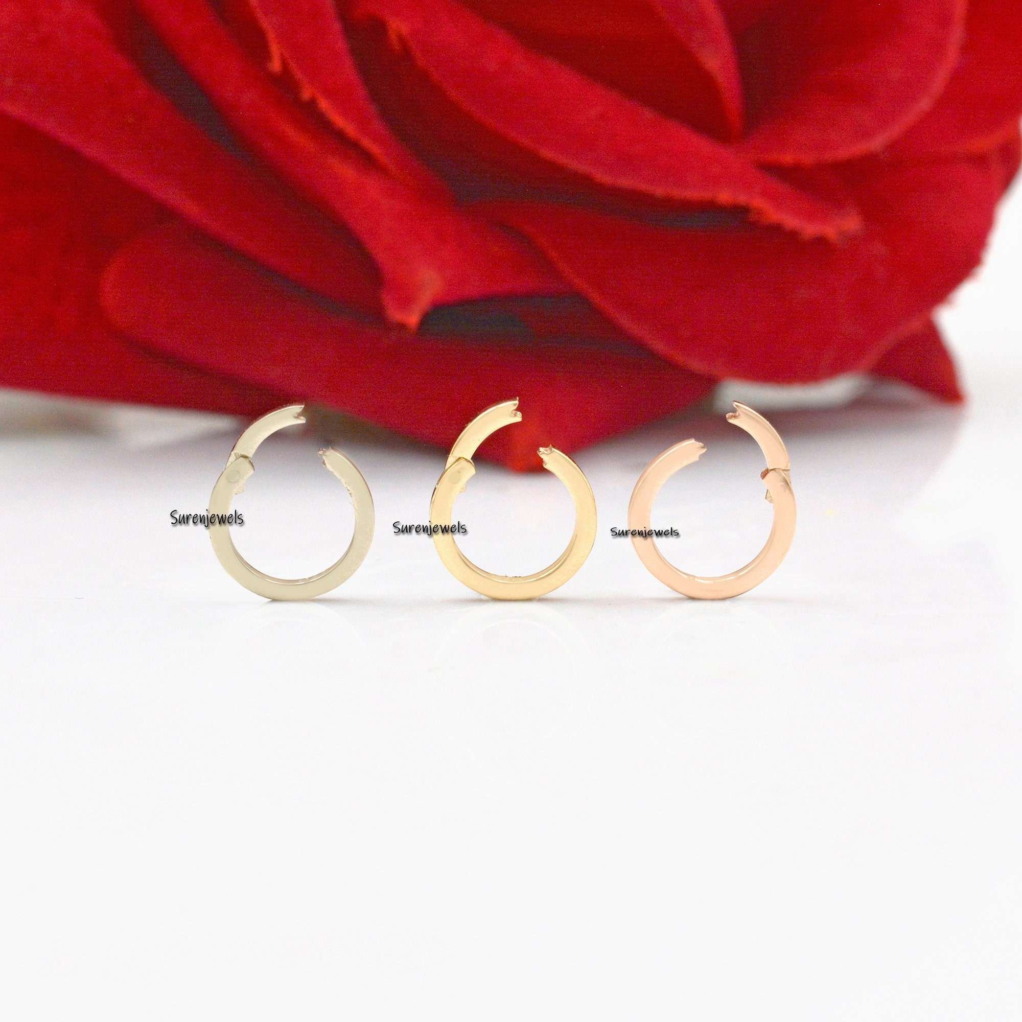 14K Gold Round Charm Holder Enhancer: Circle Charm Connector (10mm) - Suren Jewels | SKU: SJF119-