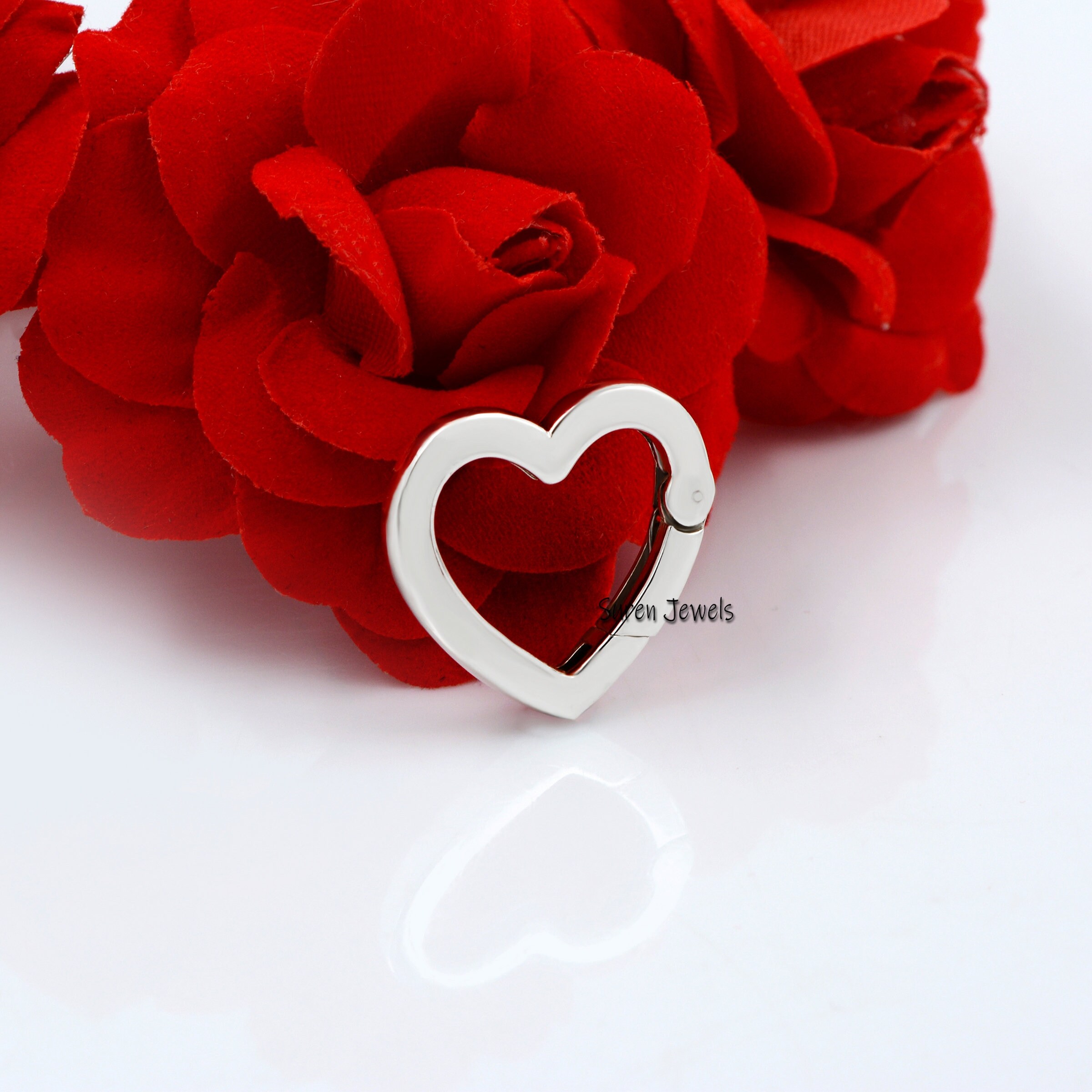 925 Silver Diamond Heart Charm Enhancer: Gemstone Link Lock - View 4 - Suren Jewels | SKU: SJP808-SP