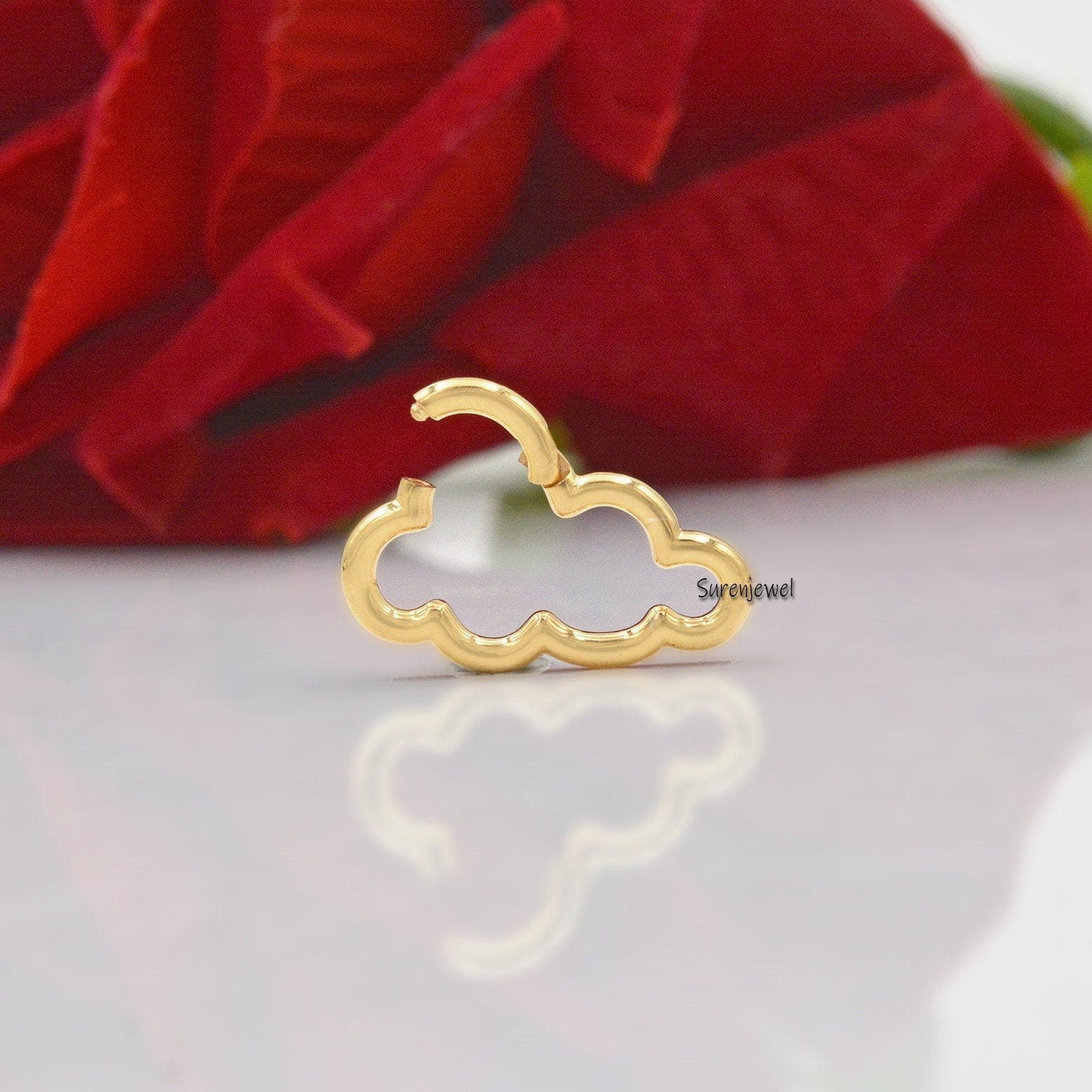 14K Gold Cloud Enhancer Lock: Necklace Charm Connector - Suren Jewels | SKU: SJP1073-SLYG