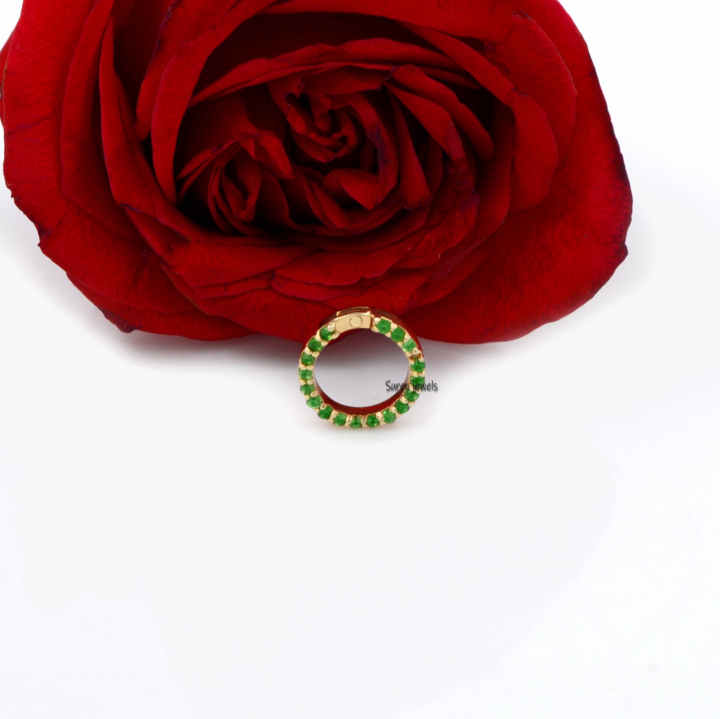 14K Gold Diamond Pave Circle Connector: 10mm Charm Enhancer - View 7 - Suren Jewels | SKU: SJf119-10MM