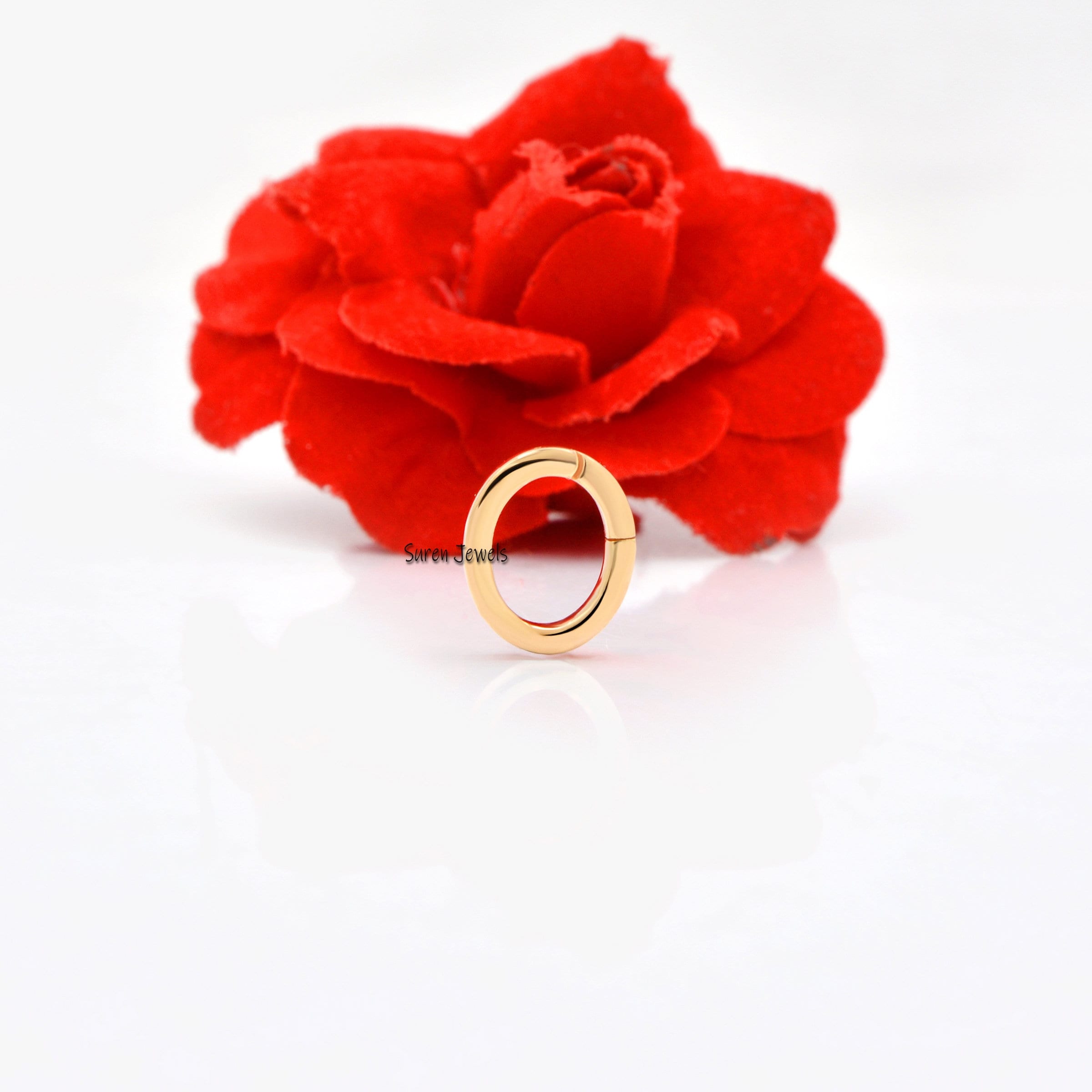 14K Gold Oval Push Lock: Handmade Enhancer Link (12x9 mm) - View 2 - Suren Jewels | SKU: SJP475-14KYG