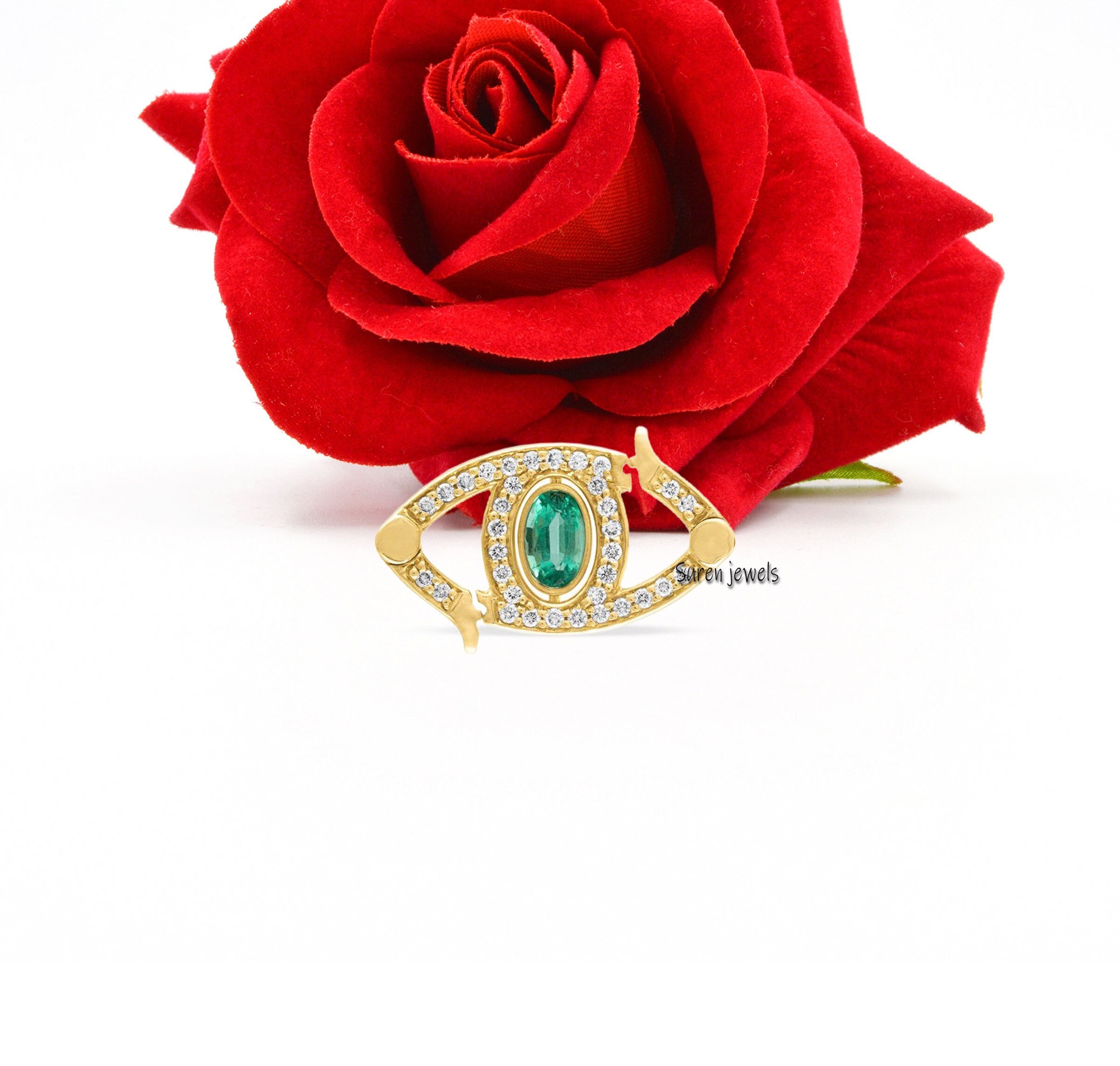 14k Gold Diamond Gemstone Enhancer Lock: Charm Pendant Holder - View 4 - Suren Jewels | SKU: SJF226-SLYGDIEM