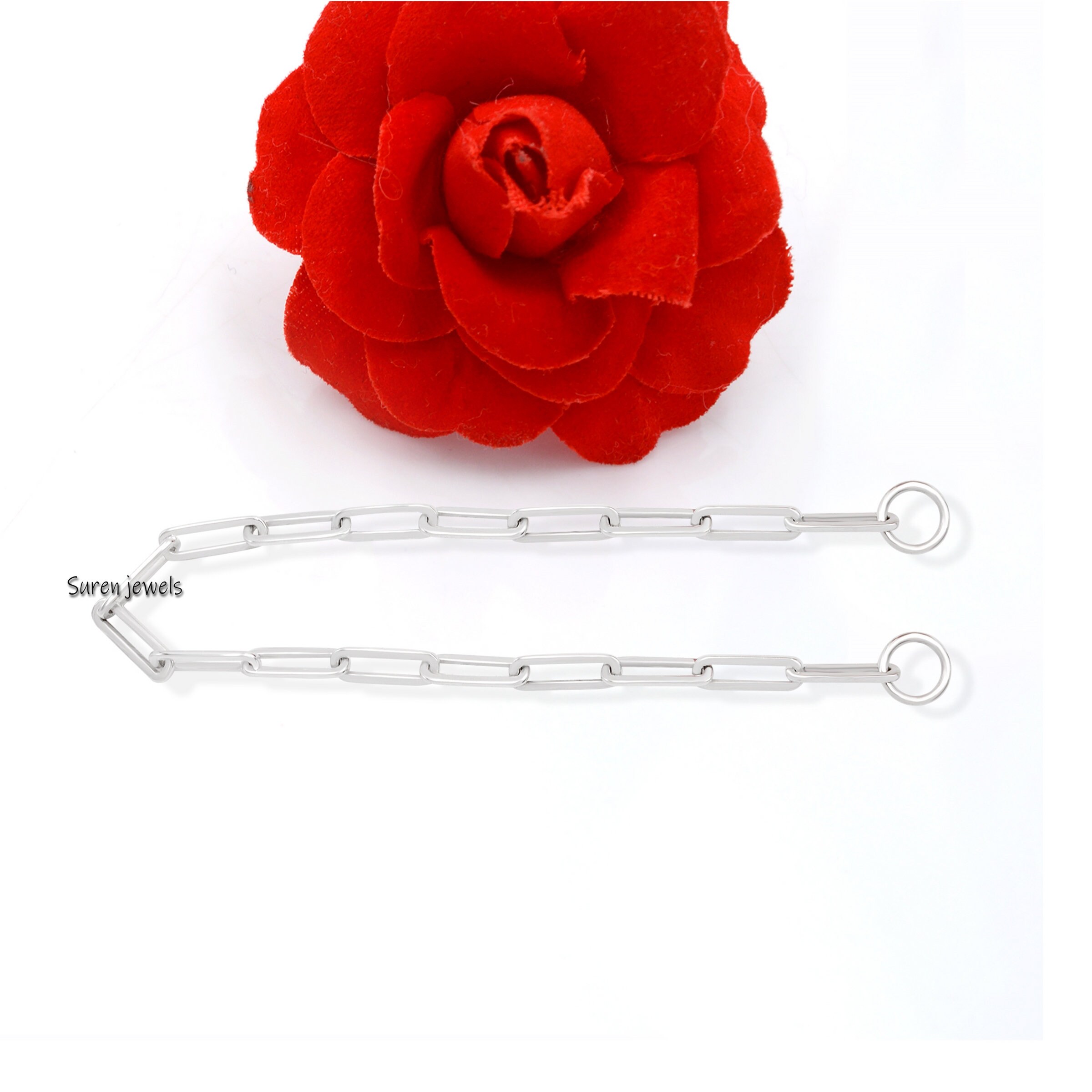 Carabiner Paperclip Link Bracelet: Handmade Chain Bracelet - View 3 - Suren Jewels | SKU: SJA229-SLNS