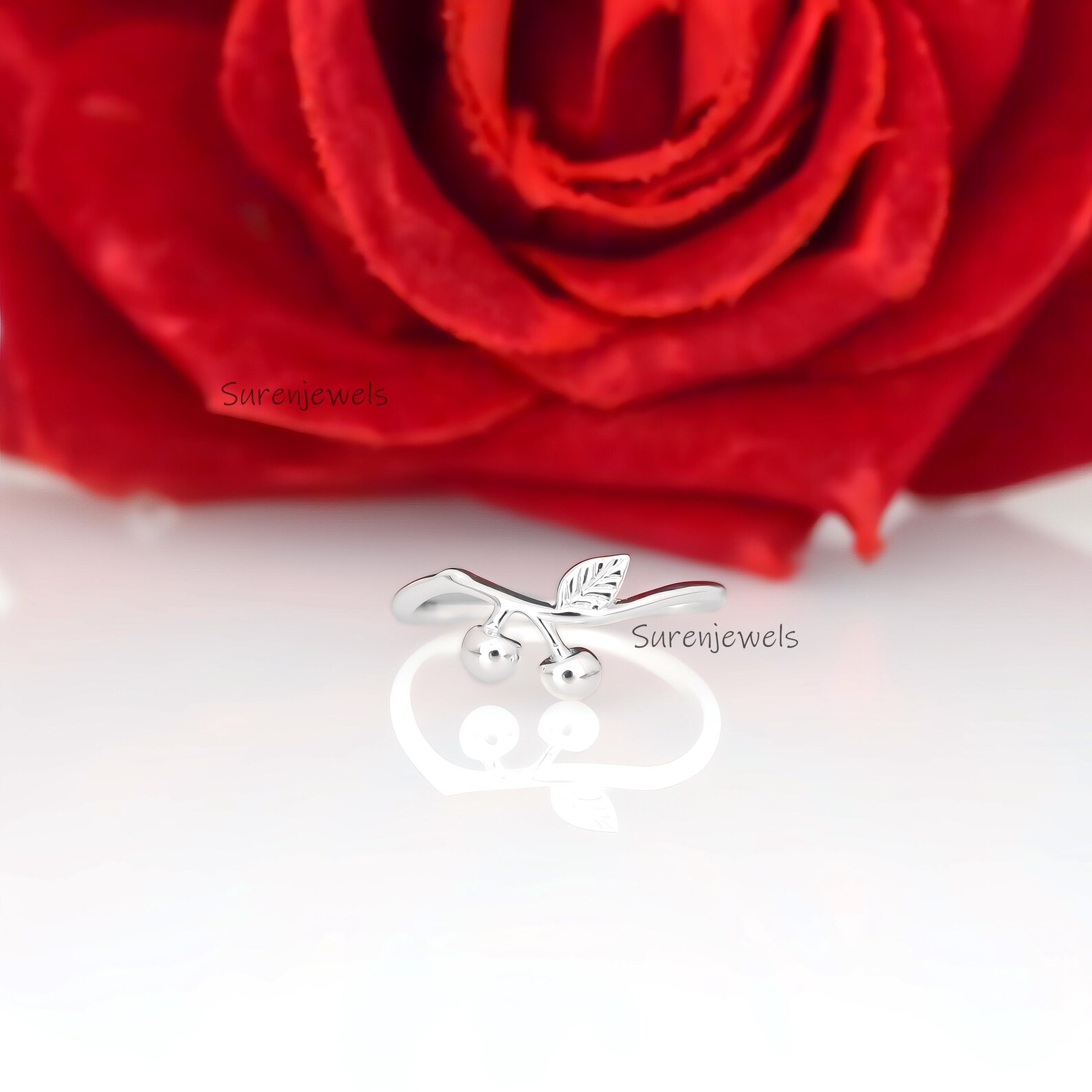 Dainty 14k Gold Cherry Ring: Handmade Fruit Jewelry - Etsy