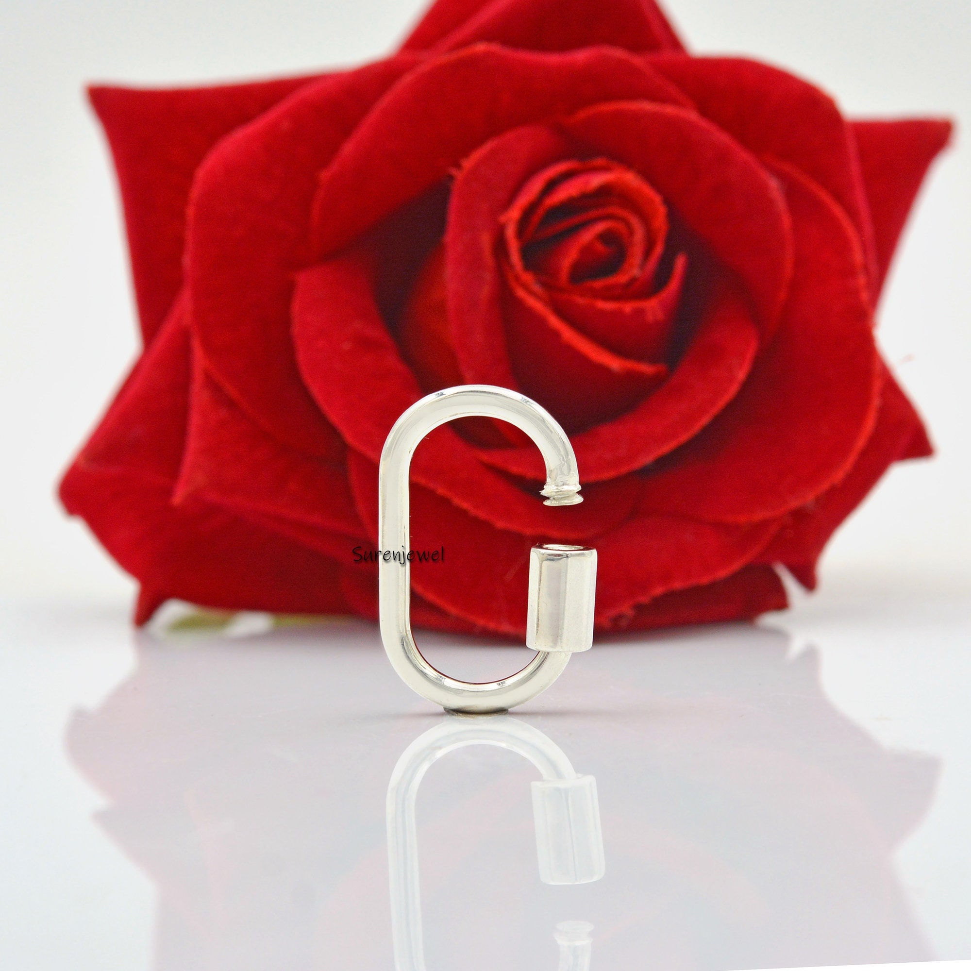 14K Solid Gold Charm Enhancer: Carabiner Lock Connector - View 3 - Suren Jewels | SKU: SJC08-14KYG-25M