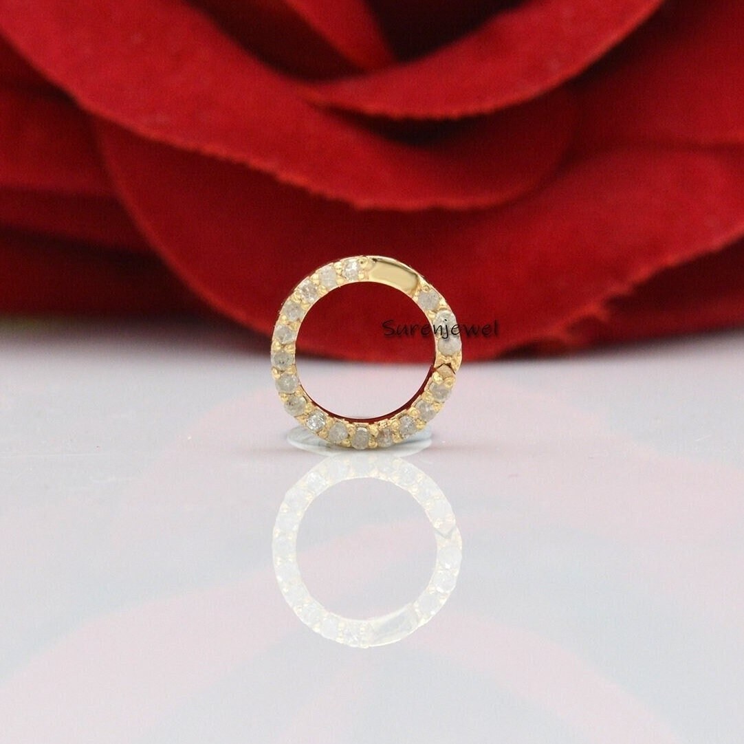 14K Gold Charm Holder: Round Enhancer Link - View 3 - Suren Jewels | SKU: SJF119-14KYGBSP