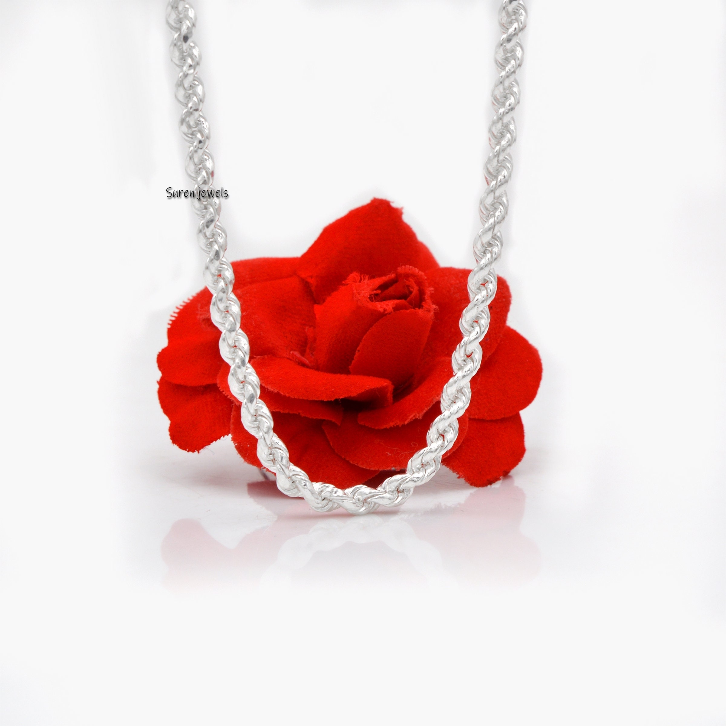 Sterling Silver Rolo Chain Carabiner Necklace: Dainty 925 Silver - View 2 - Suren Jewels | SKU: SJN314-SLNS/G35-SLYG-16I