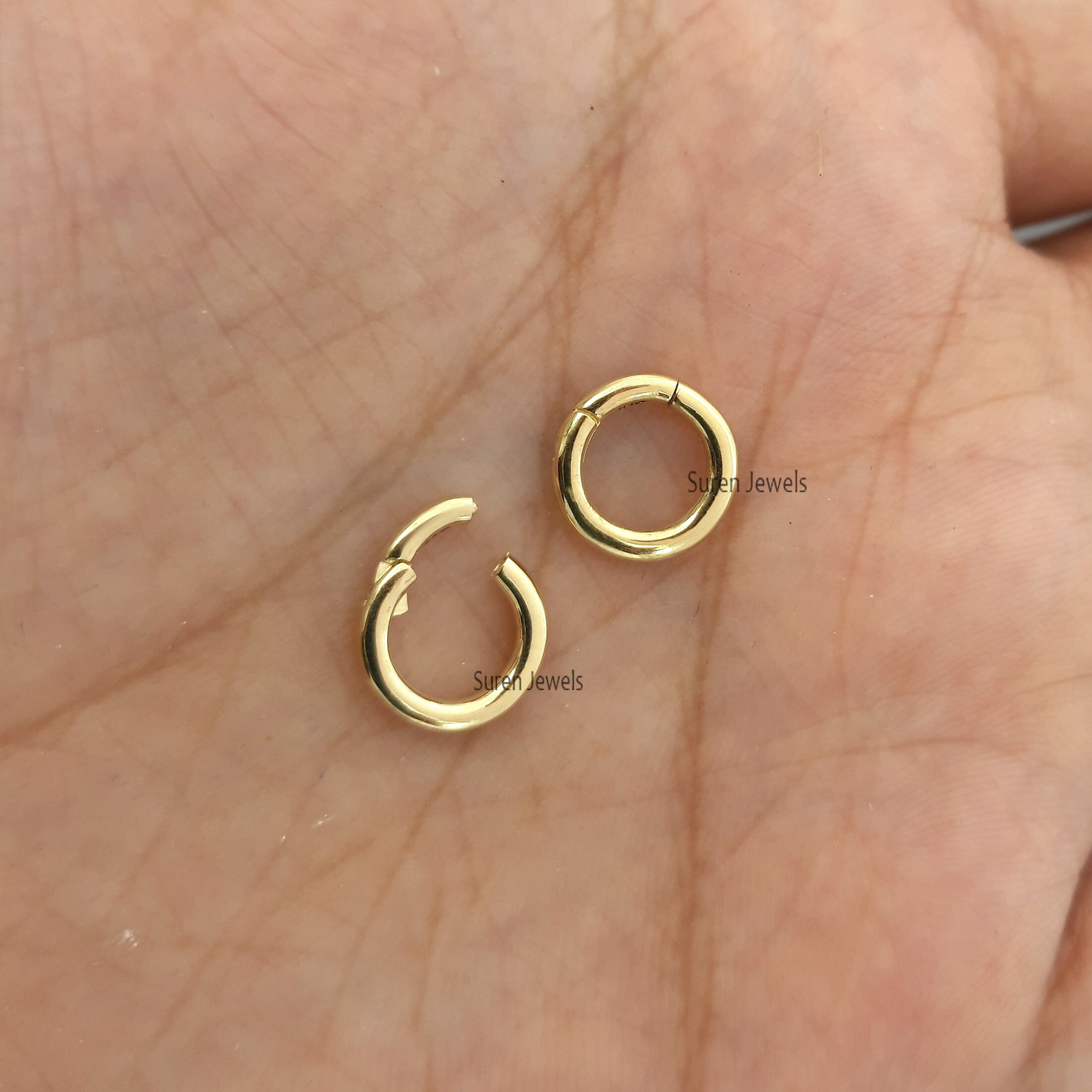 9k Gold Circle Charm Holder: Enhancer Connector (10mm) - View 6 - Suren Jewels | SKU: SJP482-9KYG-10M
