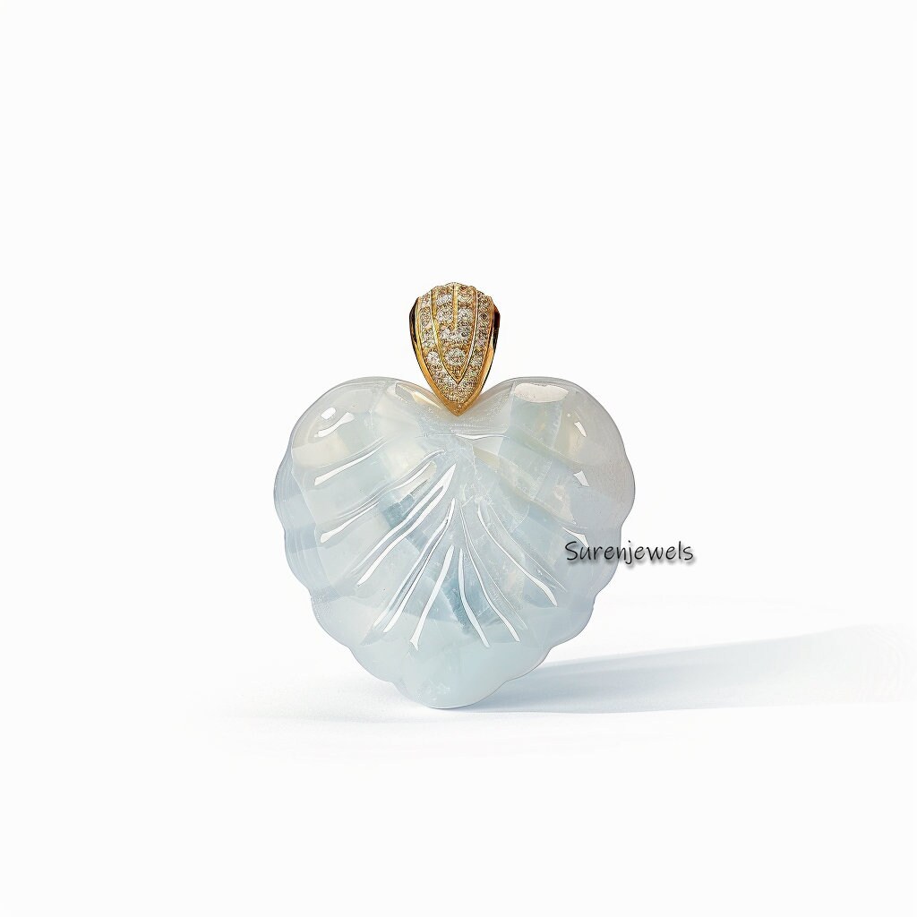 14k Gold Gemstone Fluted Heart Pendant - Suren Jewels | SKU: SJP6147-SLRGMSCZ-25M