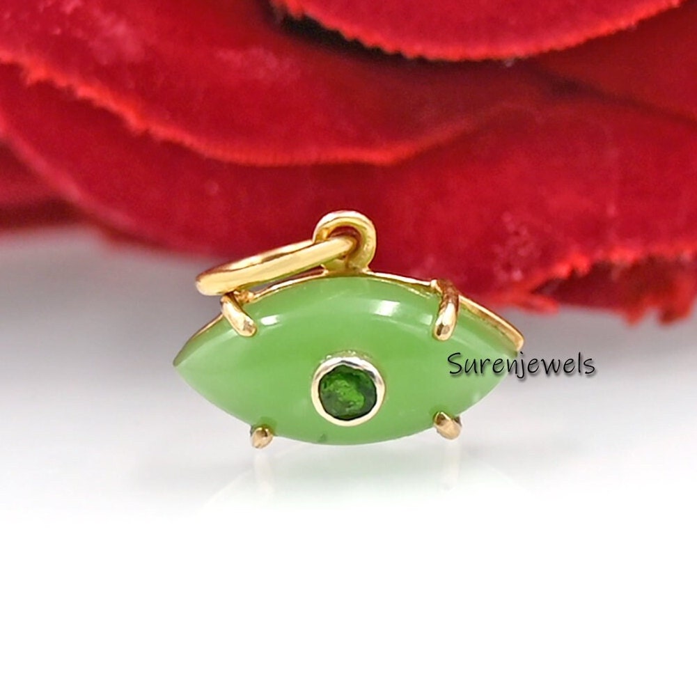 Hand Carved 14k Gold Gemstone Evil Eye Pendant, Carving Jewelry - View 4 - Suren Jewels | SKU: SJP1156
