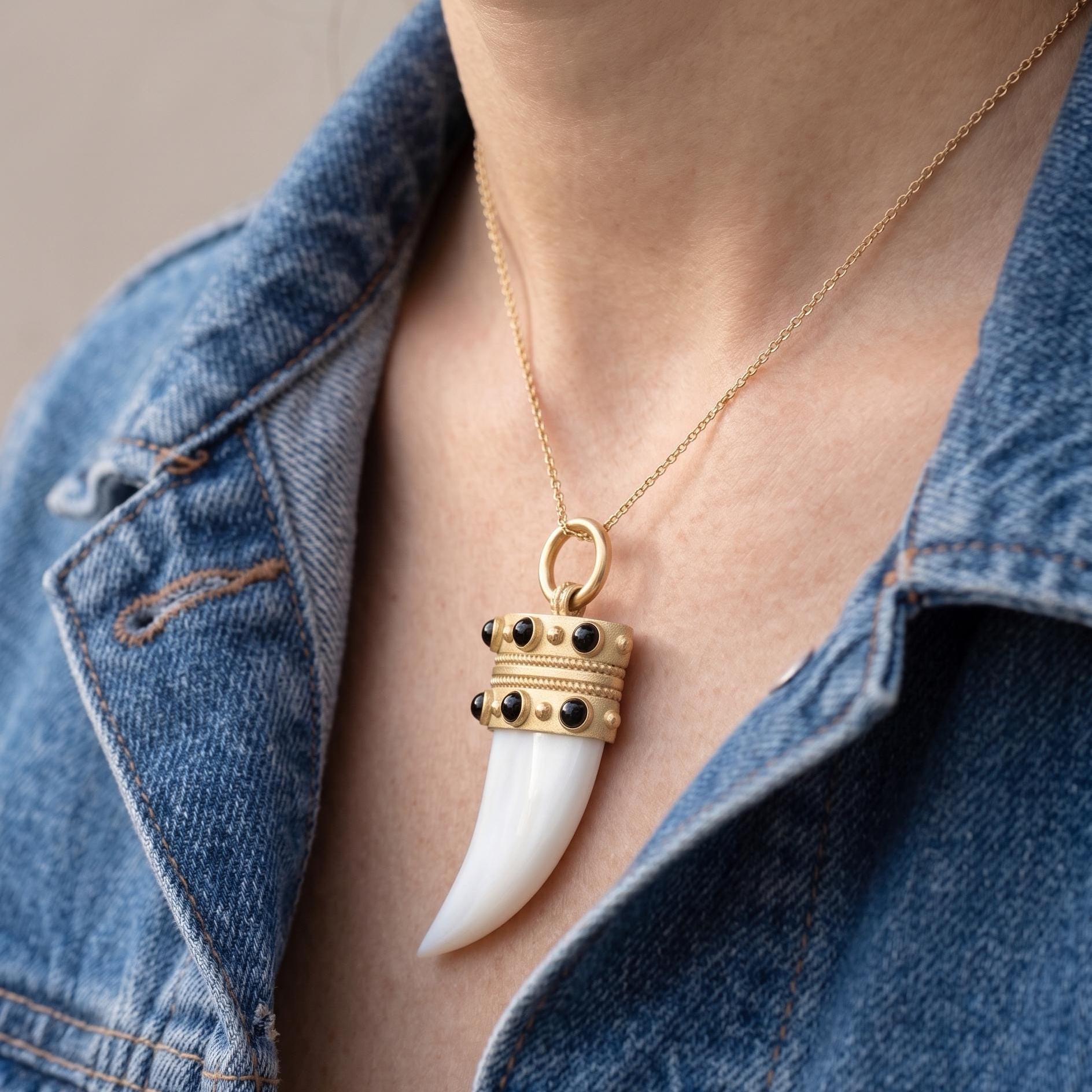 14K Gold Gemstone Horn Pendant, Turquoise Italian Horn Charm, Handmade Horn Charm, Gemstone Cornicello Pendant, Designer Horn