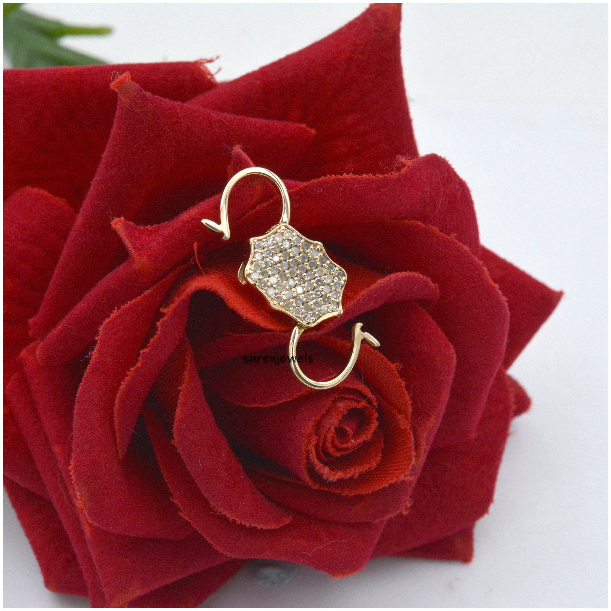 14K Gold Diamond Pave Padlock Charm - Jewelry Clasp - View 2 - Suren Jewels | SKU: SJP33-SLYGDI-N47-18I