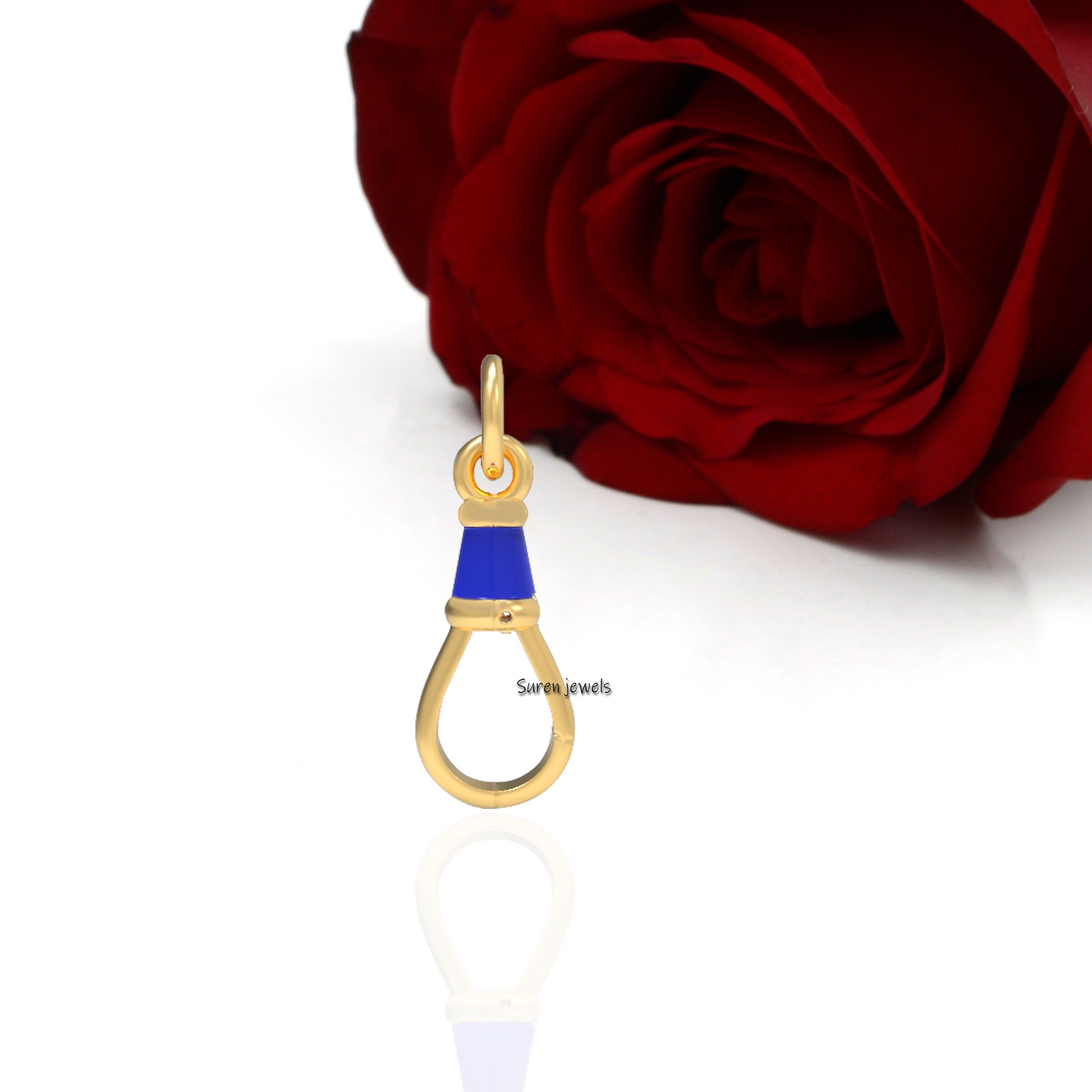 14K Gold Swivel Clasp with Enamel: Charm Holder Pendant - View 4 - Suren Jewels | SKU: SJF09-9KYGELR