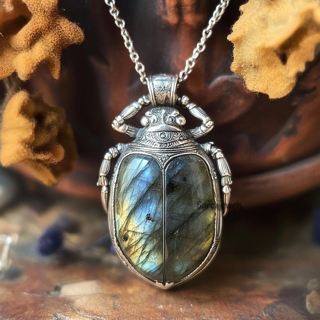 14K Gold Scarab Pendant: Hand Carved Amulet Charm - View 7 - Suren Jewels | SKU: SJP4191-SLYGLPZ-35M,SJP4192-SLYGLPZ-35M,SJP4